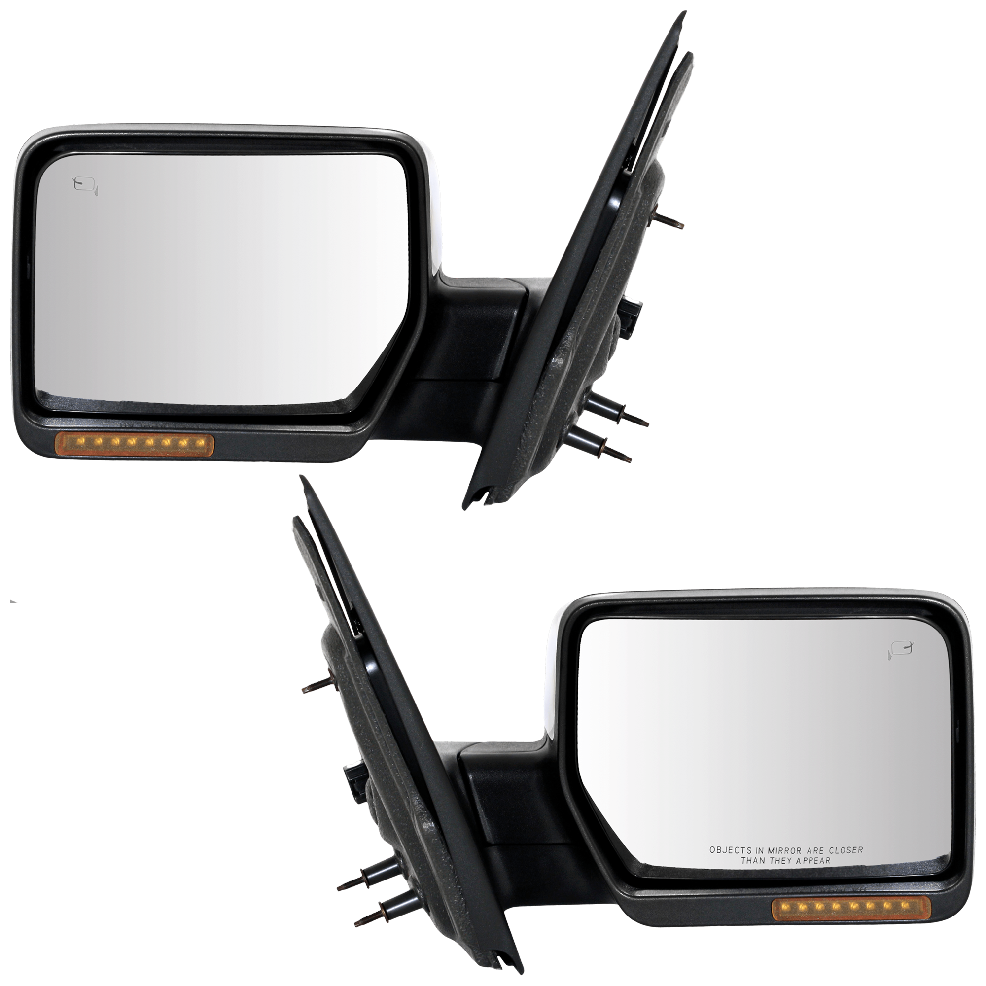 AM F 150-07-08 MIRROR RH AND LH Non Towing Power Power Folding Heated Chrome w In housing Signal Light and Memory No Auto dimming and BSD SKU SET JFD150ER S Partslink FO1321372 OEM 8L3Z17682AA 8L3Z17683AA PFM