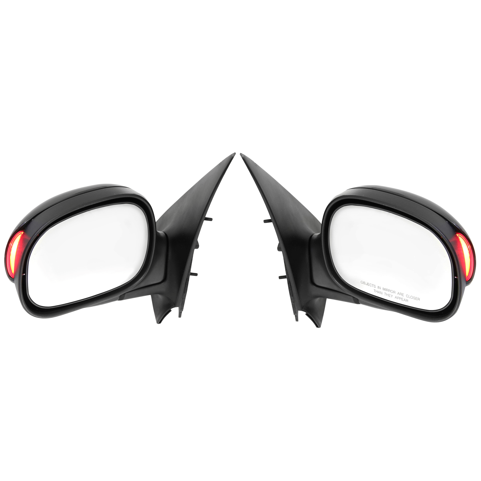 AM F 150-01-03 MIRROR RH AND LH Non Towing Power Manual Folding Non Heated Paintable Contour Style w In housing Signal Light Crew Cab SKU SET JFD172ER S Partslink FO1320223 FO1321223 OEM YL3Z17682BAA 1L3Z17682BAB YL3Z