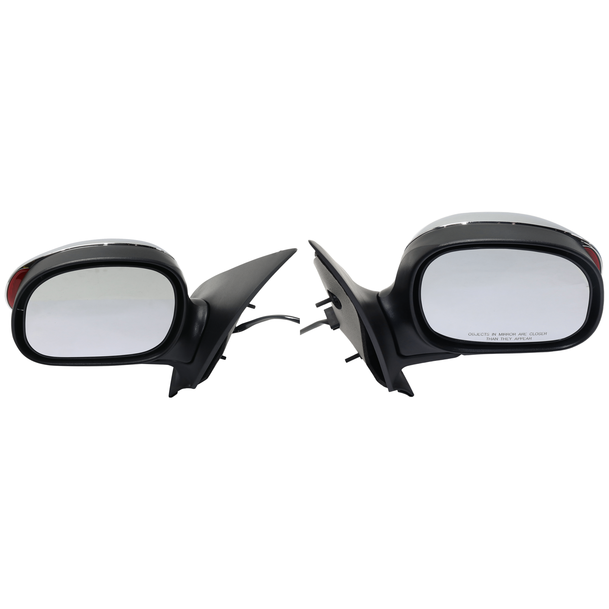AM F 150-01-03 MIRROR RH AND LH Non Towing Power Manual Folding Non Heated Chrome Contour Style w In housing Signal Light No Auto dimming BSD and Memory SKU SET JFD185CR S Partslink FO1321224 OEM YL3Z17682BAA PFM 1L3Z17682BAB