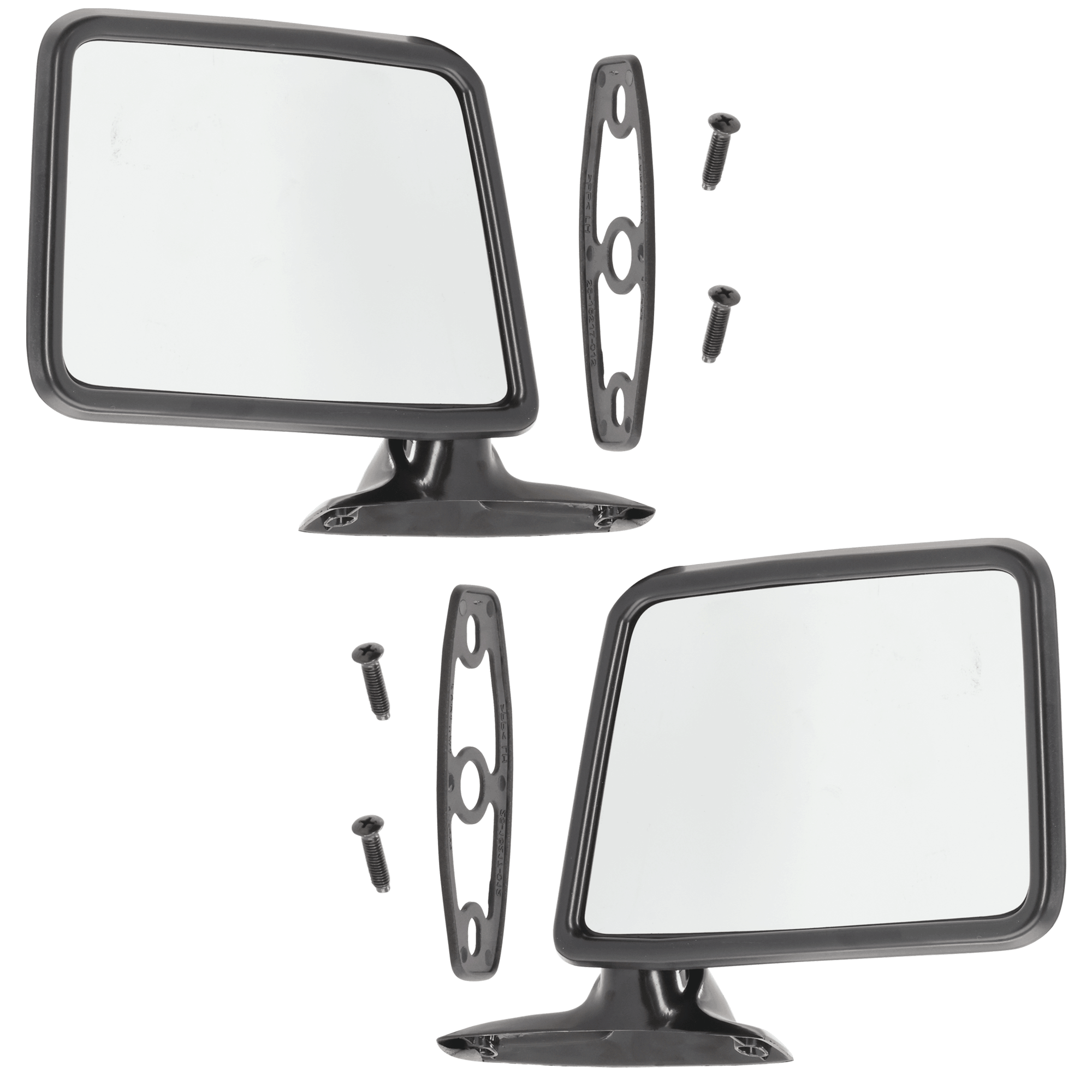 AM RANGER 83-92 MIRROR RH AND LH Manual Adjust Manual Folding Non Heated Paintable Paddle Style SKU SET JFD18R Partslink FO1320108 FO1321108 OEM E5TZ17682C E5TZ17682D