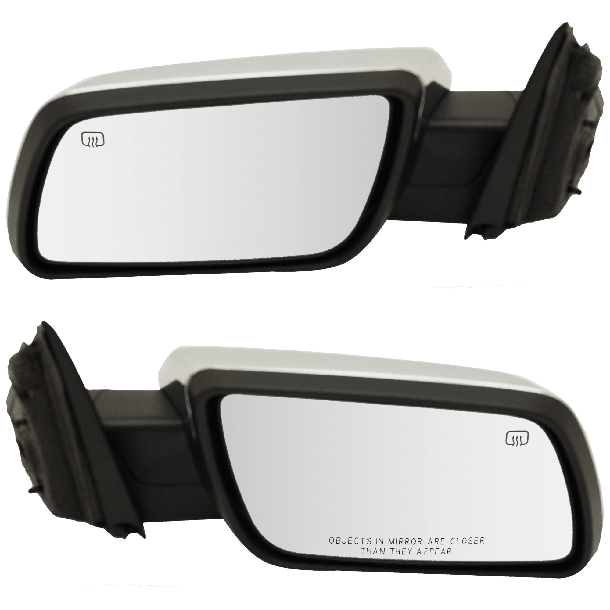 AM FLEX 09-12 MIRROR RH AND LH Power Manual Folding Heated Chrome w Memory and Puddle Light SKU SET JFD198ER Partslink FO1320360 FO1321360 OEM 8A8Z17682CA 8A8Z17683CA