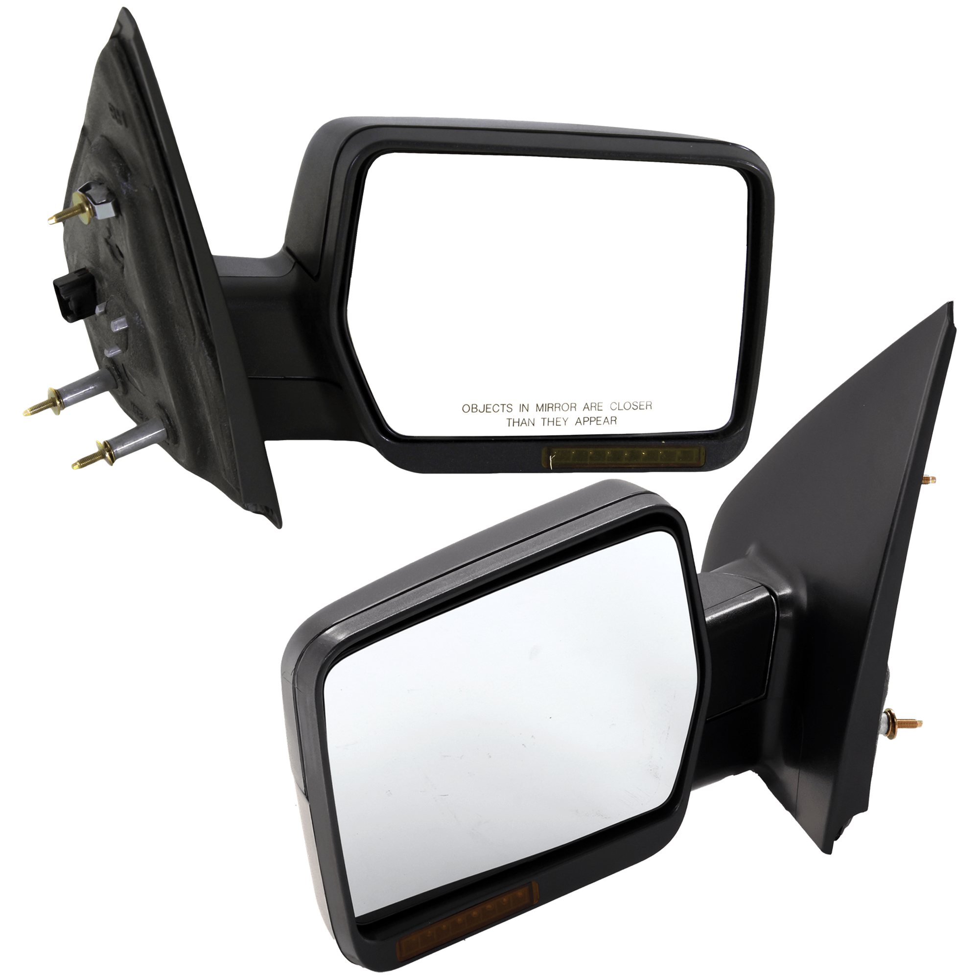 AM F 150-07-08 MIRROR RH AND LH Non Towing Power Manual Folding Heated Textured w In housing Signal Light No Auto dimming BSD and Memory SKU SET JFD209ER S Partslink FO1320321 FO1321321 OEM 8L3Z17682FA 8L3Z17683FA PFM