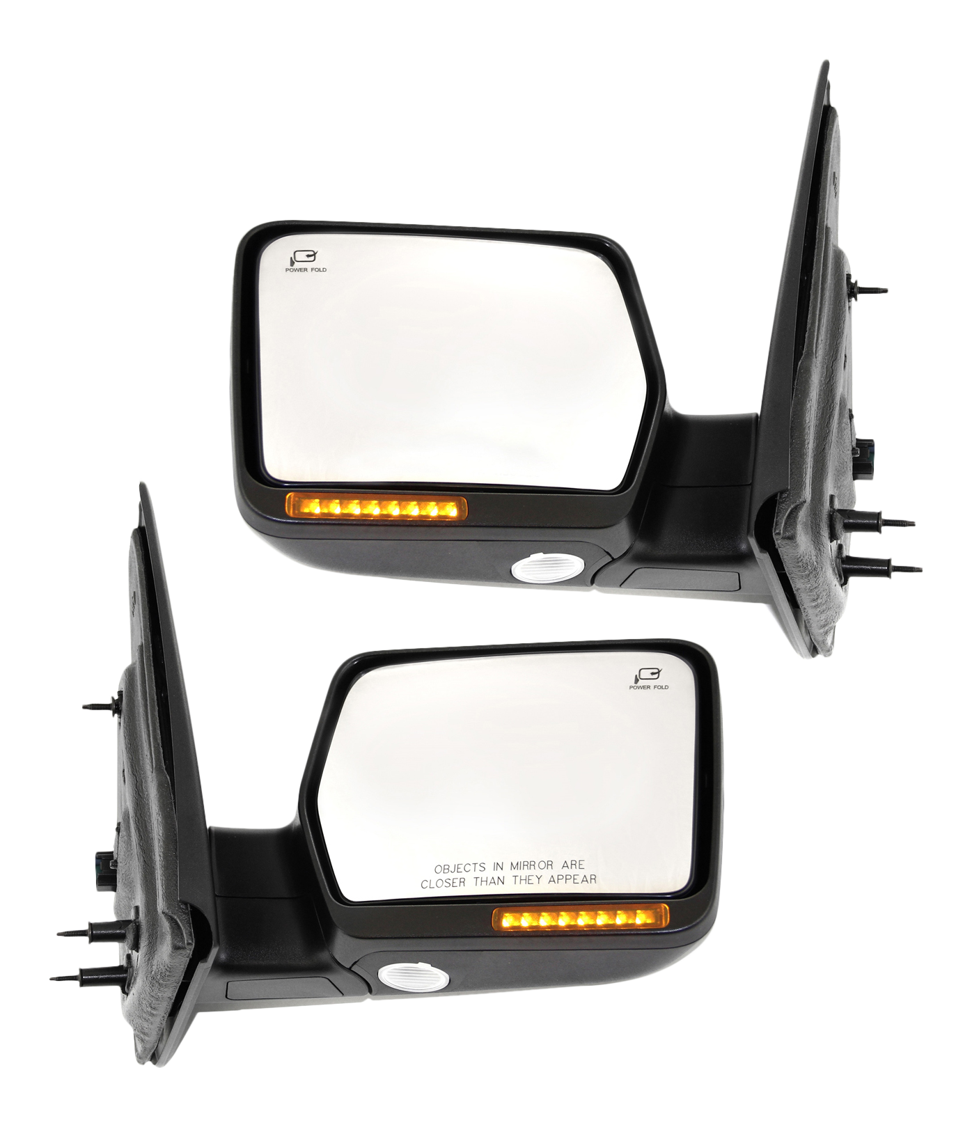 AM F 150-05-06 MIRROR RH AND LH Non Towing Power Power Folding Heated Textured w In housing Signal Light No Auto dimming BSD and Memory SKU SET JFD222ER S Partslink FO1320378 FO1321378 OEM 6L3Z17682GA 6L3Z17683DA