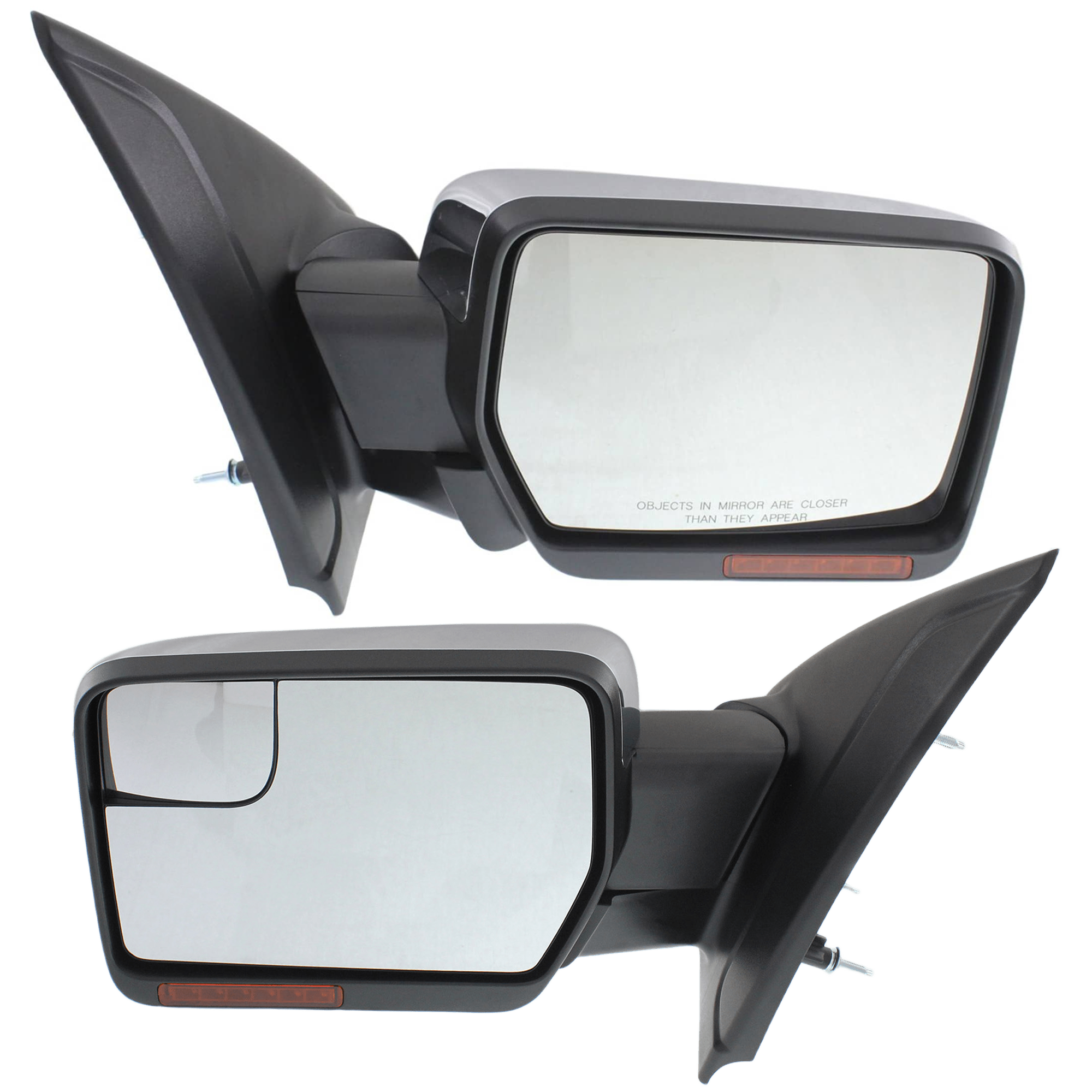 AM F 150-11-14 MIRROR RH AND LH Power Power Folding Heated w Mem Signal and Puddle Light All Cab Types Chr SKU SET JFD228ER S Partslink FO1320412 FO1321412 OEM BL3Z17682EA BL3Z17683EA