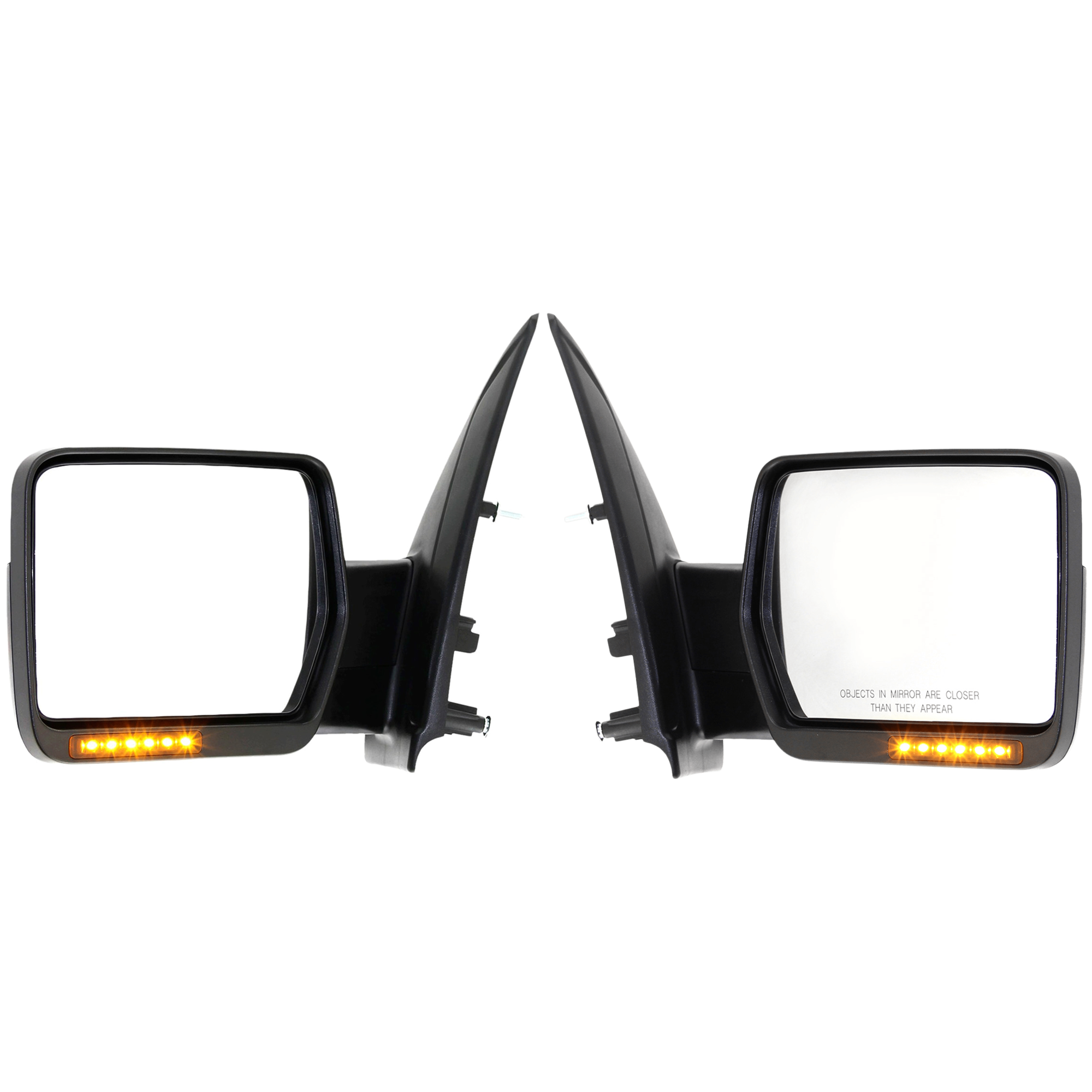 AM F 150-09-10 MIRROR RH AND LH Non Towing Power Power Folding Heated Chrome w In housing Signal Light and Memory No Auto dimming and BSD SKU SET JFD230ER S Partslink FO1320411 FO1321411 OEM 9L3Z17682EB 9L3Z17683EB