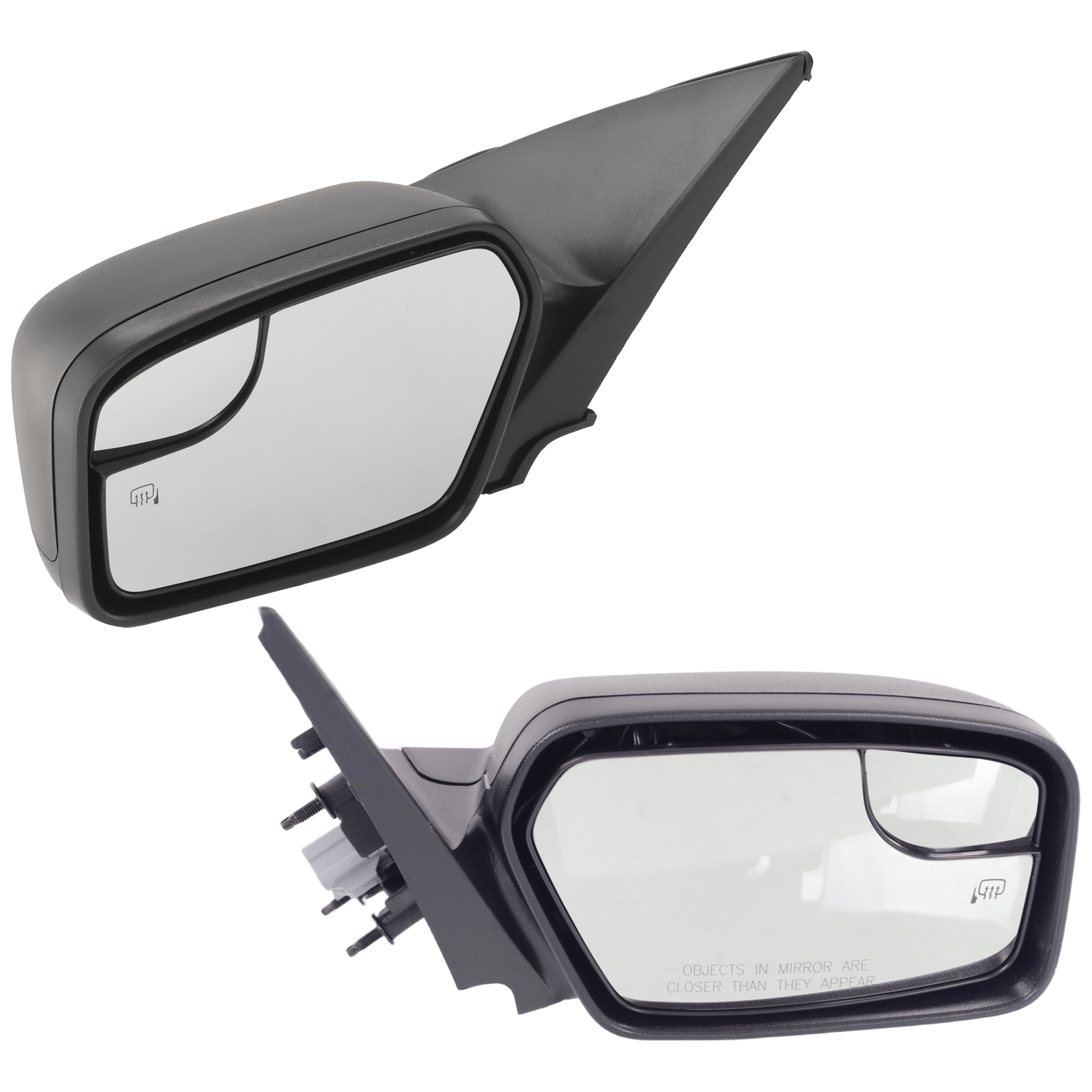AM FUSION 11-12 MIRROR RH AND LH Power Non Folding Heated Textured w Blind Spot Glass and Puddle Light SKU SET JFD254ER Partslink FO1320424 FO1321424 OEM BE5Z17682BA BE5Z17683BA