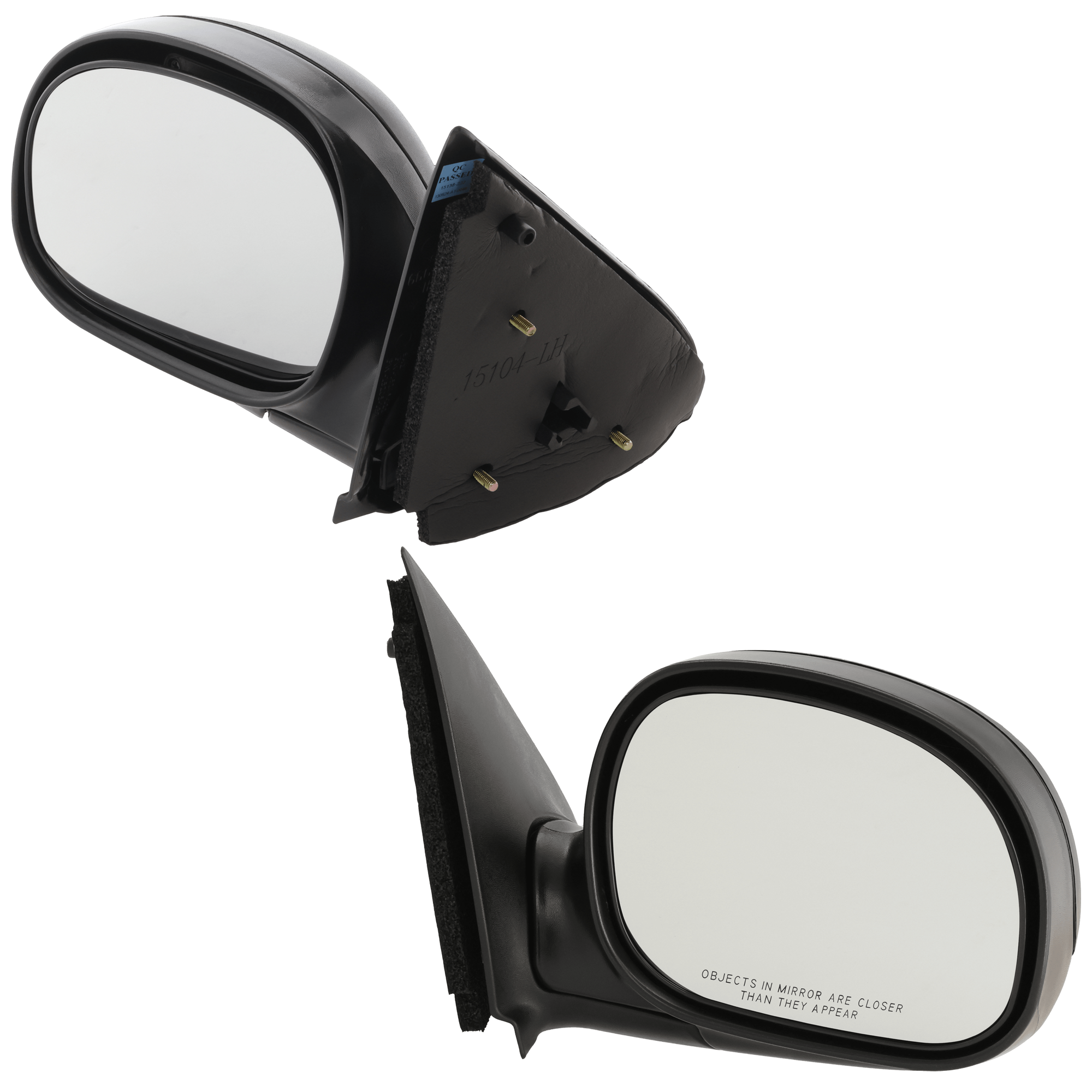 AM F 150-97-04 F 250-97-99 MIRROR RH AND LH Non Towing Manual Adjust Manual Folding Non Heated Textured Contour Style Regular Super Cab SKU SET JFD323R Partslink FO1320300 FO1321300 OEM F85Z17682BAA PFM 1L3Z17682HAA
