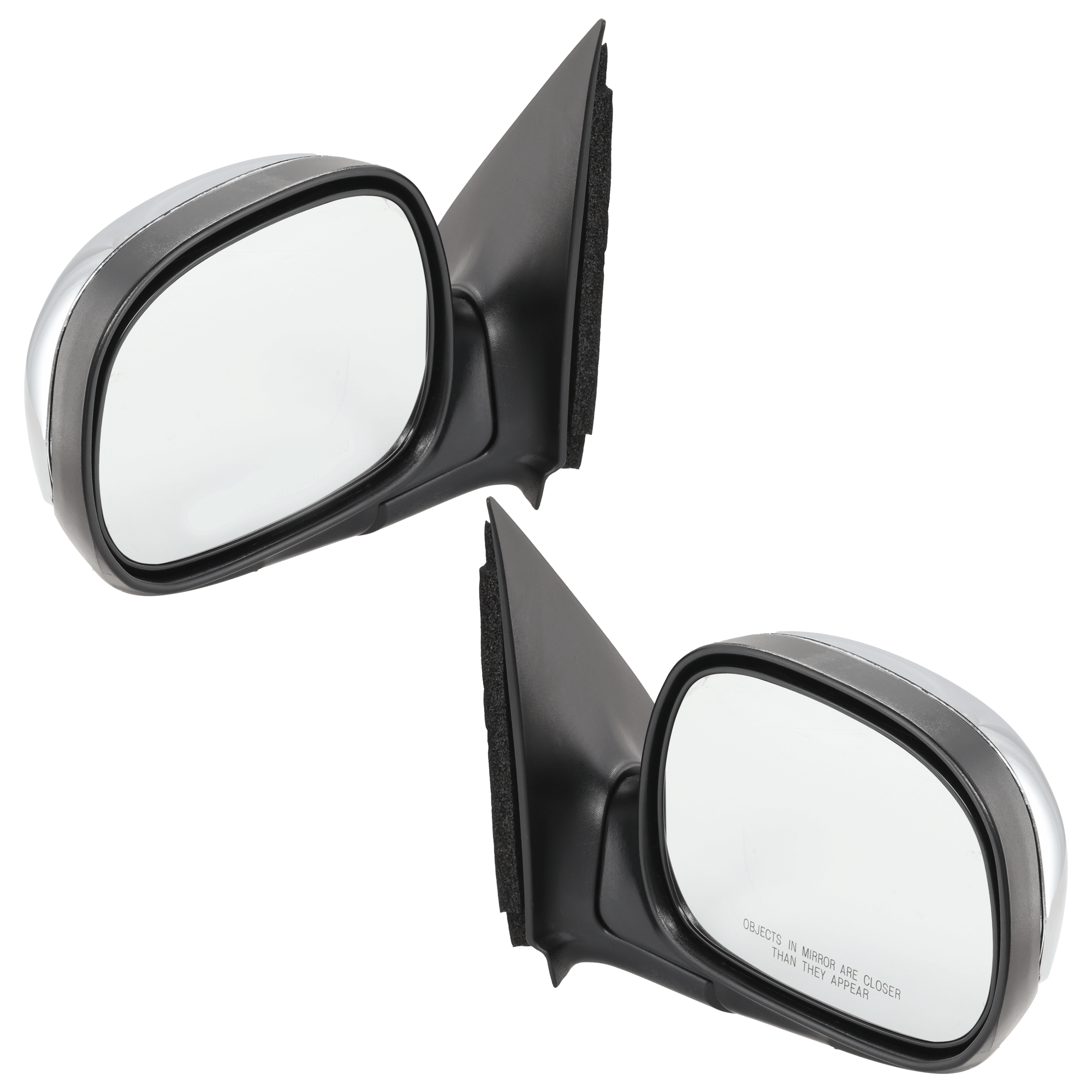AM F 150-97-02 F 250-97-99 MIRROR RH AND LH Non Towing Manual Adjust Manual Folding Non Heated Chrome Contour Style To 2-11-02 SKU SET JFD39CR Partslink FO1320188 FO1321188 OEM F85Z17682BAA PFM F85Z17683BAA