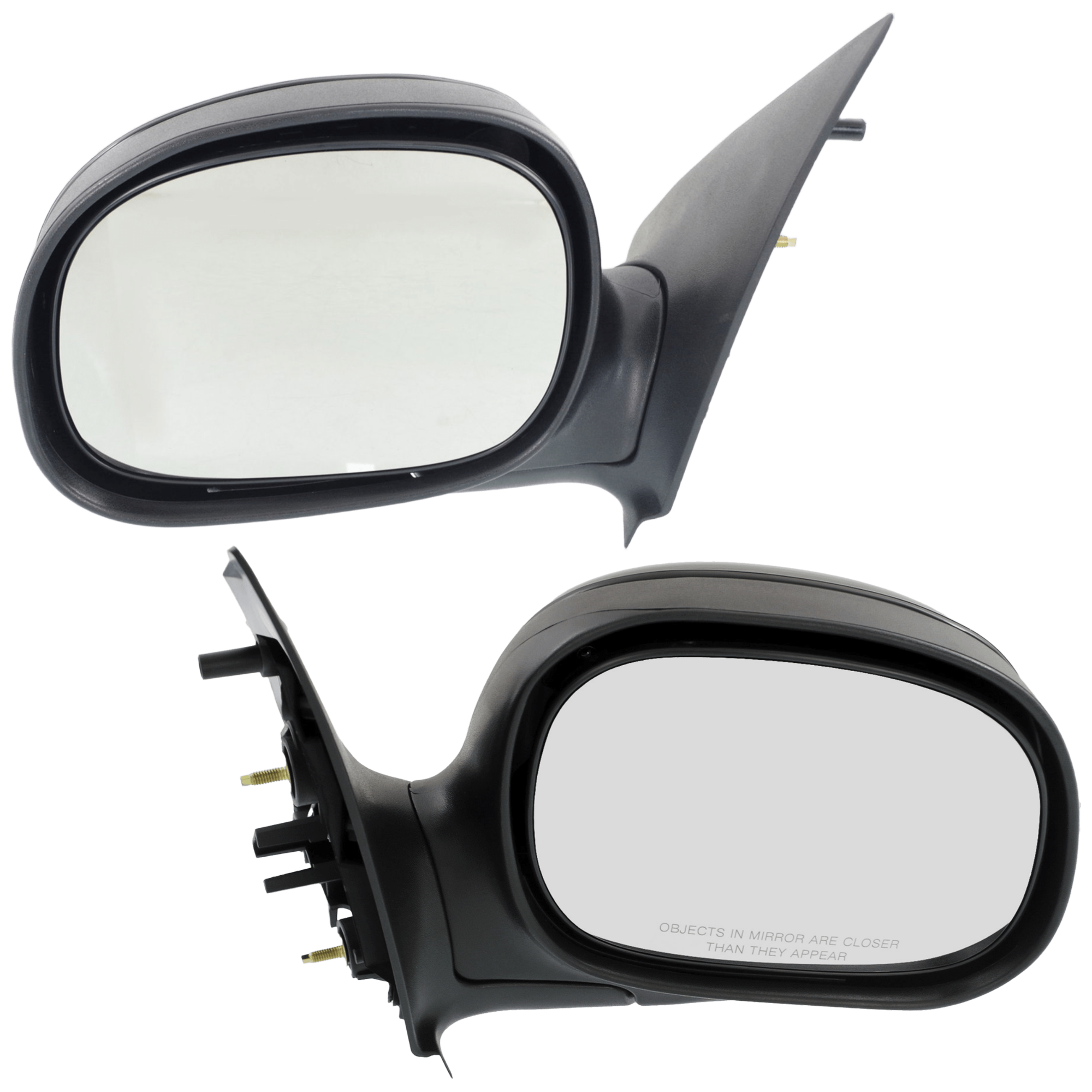 AM F 150-97-02 F 250-97-99 MIRROR RH AND LH Non Towing Manual Adjust Manual Folding Non Heated Paintable Contour Style Standard Extended Cab SKU SET JFD39R Partslink FO1320178 FO1321178 OEM F85Z17682BAA F85Z17683BAA
