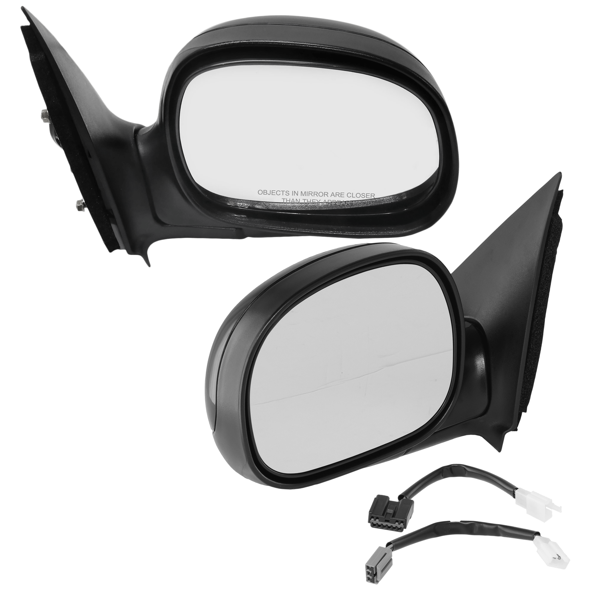 AM F 150-98-01 MIRROR RH AND LH Power Manual Folding Non Heated Paintable Contour Style No Signal Light Regular SuperCab SKU SET JFD40ER Partslink FO1320134 FO1321134 OEM F85Z17682FAA F85Z17683FAB