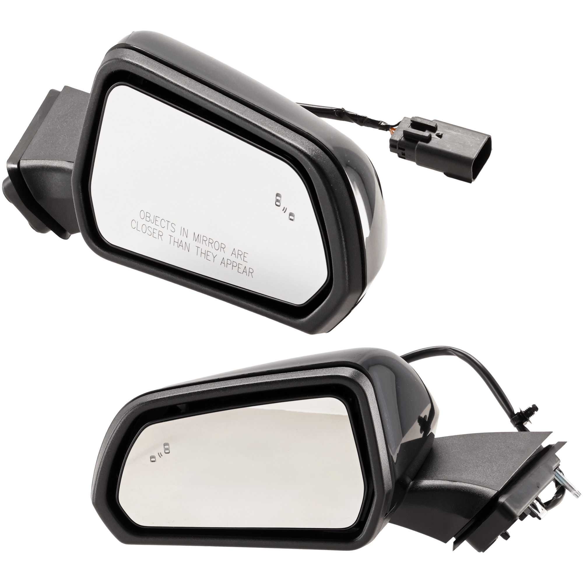 AM MUSTANG 24-25 MIRROR RH AND LH Power Manual Folding Non Heated Paintable w BSD No Signal Light and Puddle Light Convertible Coupe SKU SET JFD557ER Partslink FO1320757 FO1321757 OEM PR3Z17682A PFM PR3Z17683A PFM