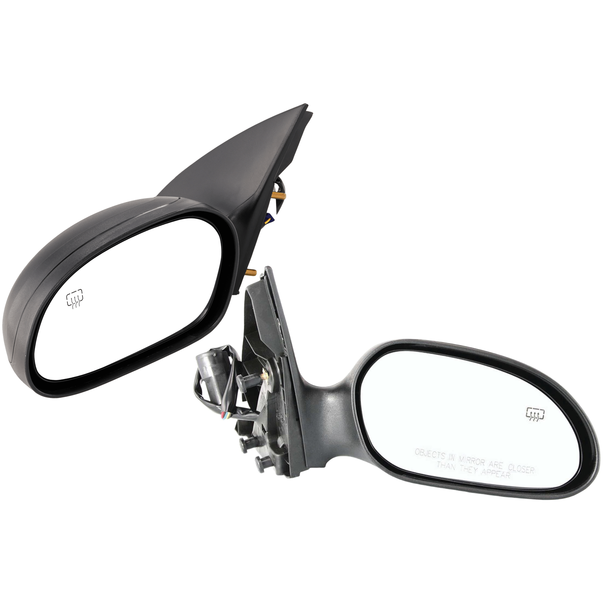 AM SABLE 00-05 TAURUS 00-07 MIRROR RH AND LH Power Non Folding Heated Paintable Textured 2 Caps No Puddle Light Sedan Wagon SKU SET JFD70ER Partslink FO1320193 FO1321193 OEM 1F1Z17682BA 1F1Z17683BA