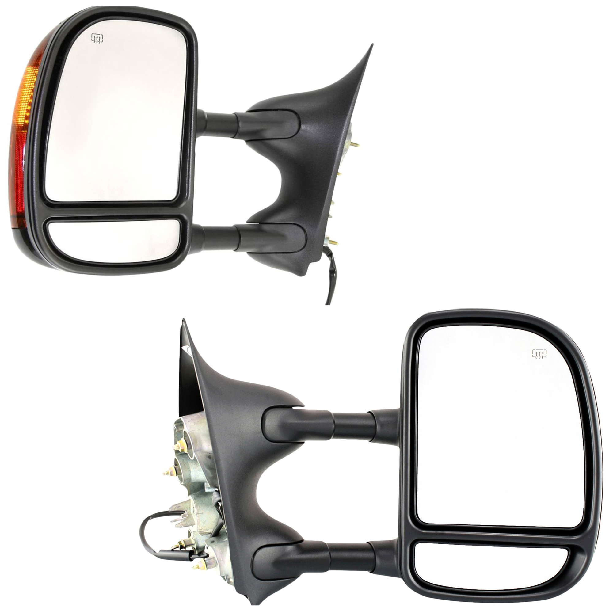 AM F SERIES SUPER DUTY 02-07 TOWING MIRROR RH AND LH Power Manual Folding Heated Paintable Double Swing Type SKU SET JFD89PER Partslink FO1320274 FO1326107 FO1321274 FO1327107 OEM 5C3Z17682EAA PFM 4C3Z17D742CAA