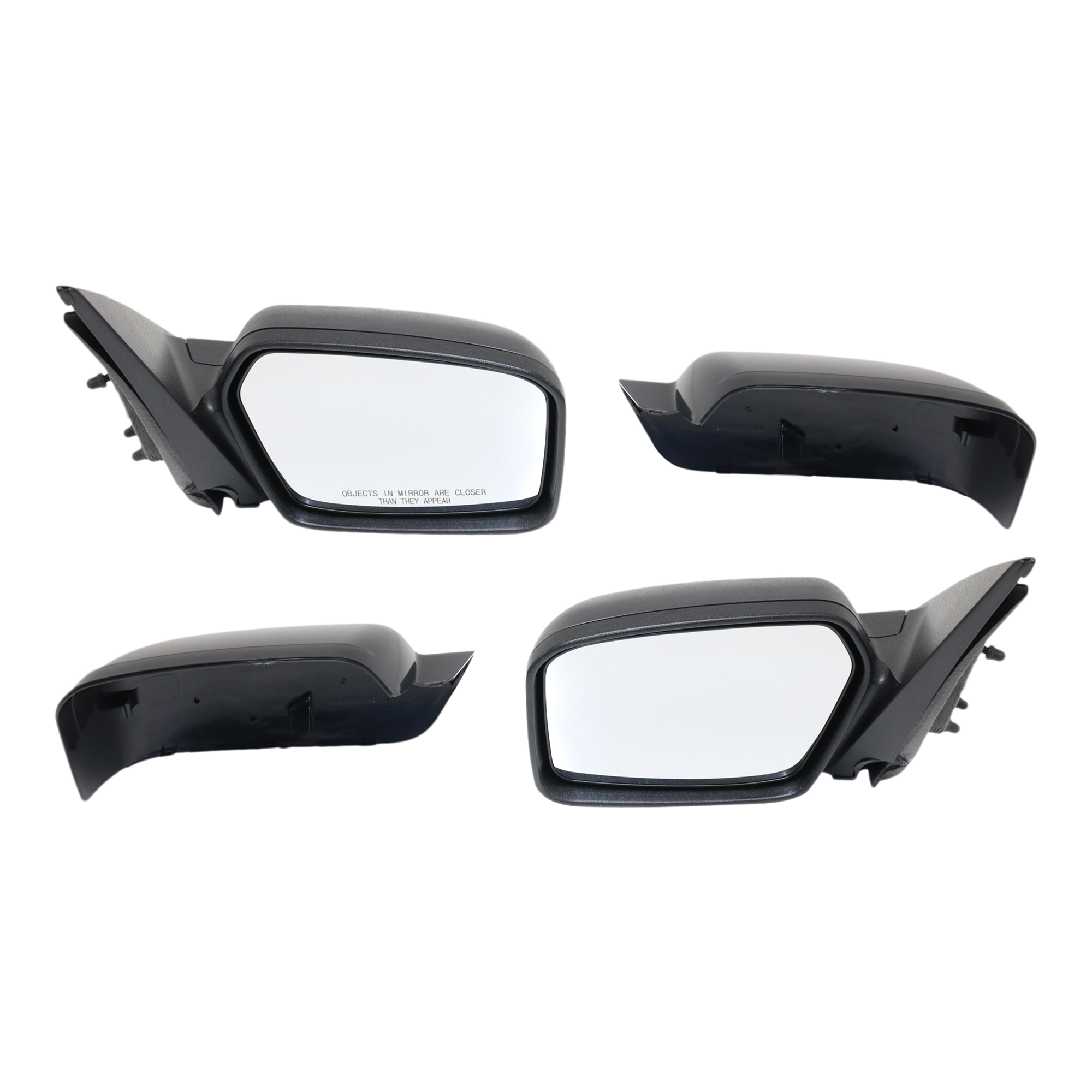 AM MILAN 06-09 FUSION 06-10 MIRROR RH AND LH Power Non Folding Non Heated w 1 Paintable and 1 Textured Black Cap No Puddle Light Exc. Hybrid Model SKU SET JFD90ER Partslink FO1320265 FO1321265 OEM 6E5Z17682A 6E5Z17683A