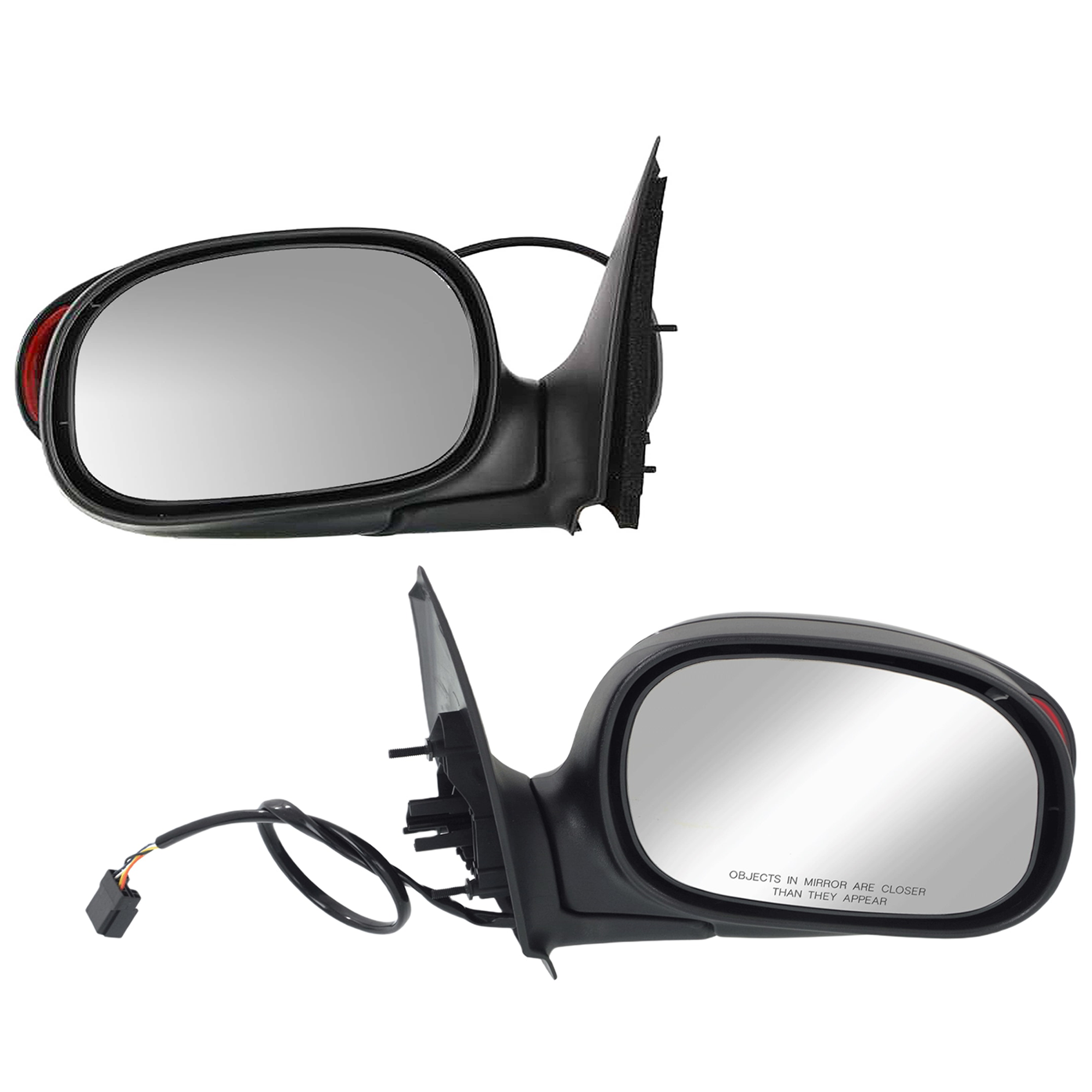 AM F 150-97-04 F 250-97-99 MIRROR RH AND LH Non Towing Power Manual Folding Non Heated Paintable Contour Style w Signal Light in Housing Regular SuperCab SKU SET JFD92ER Partslink FO1320221 FO1321221 OEM YL3Z17682AAA YL3Z17683AA