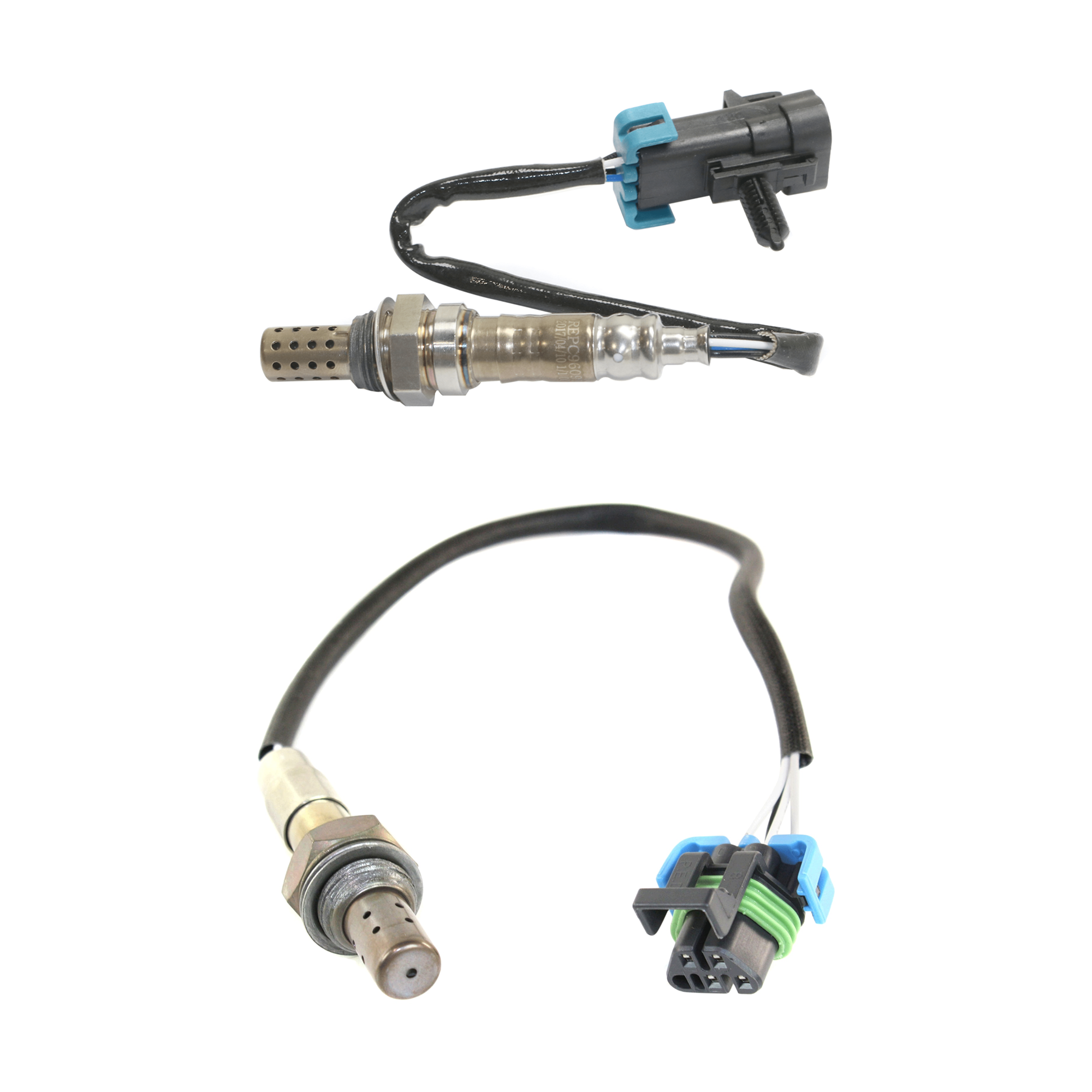 AM SIERRA 2500 HD 03-06 OXYGEN SENSOR 4 Wire Heated Before and After Catalytic Converter Threaded in type Set of 2 SKU SET JG960905-2A