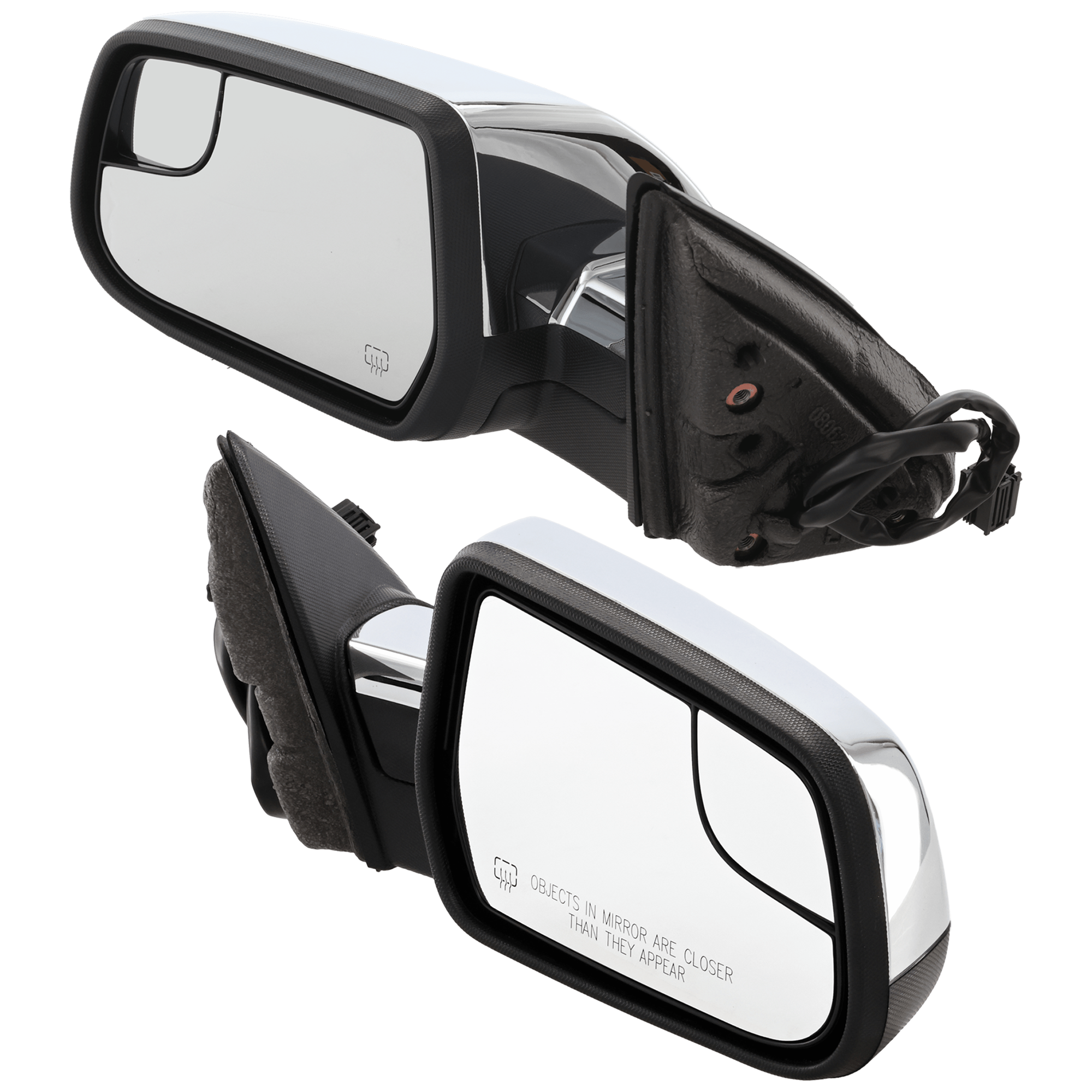 AM EQUINOX TERRAIN 10-17 MIRROR RH AND LH Power Manual Folding Heated Chrome No Auto dimming BSD Memory and Signal Light SKU SET JGM113CR OEM 23153003 PFM 22818267 PFM 2346