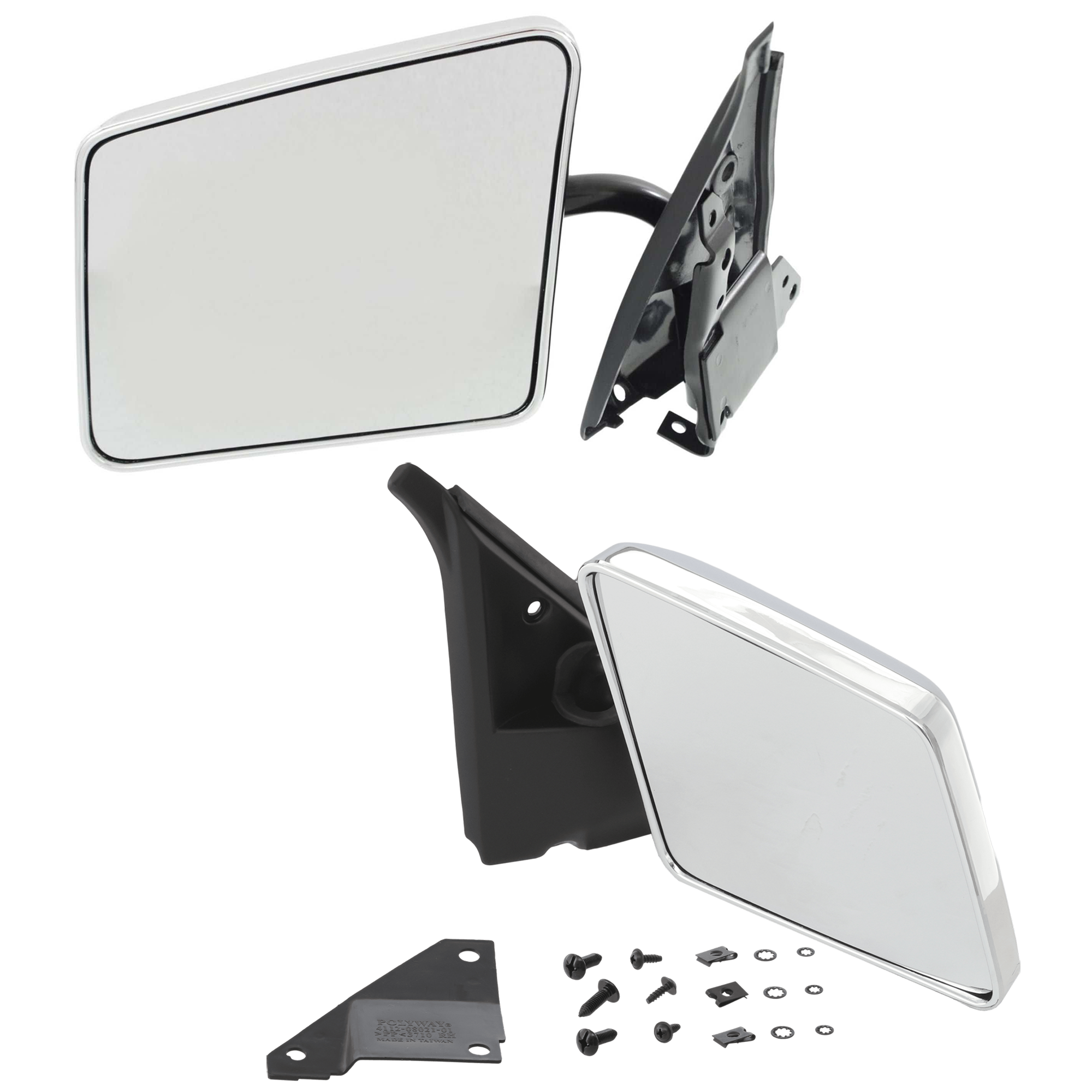 AM S10 PICKUP 82-93 S10 BLAZER 83-94 MIRROR RH AND LH Manual Adjust Manual Folding Non Heated Chrome Below Eyeline Type SKU SET JGM12R Partslink GM1320102 GM1321102 OEM 15642573-15642574