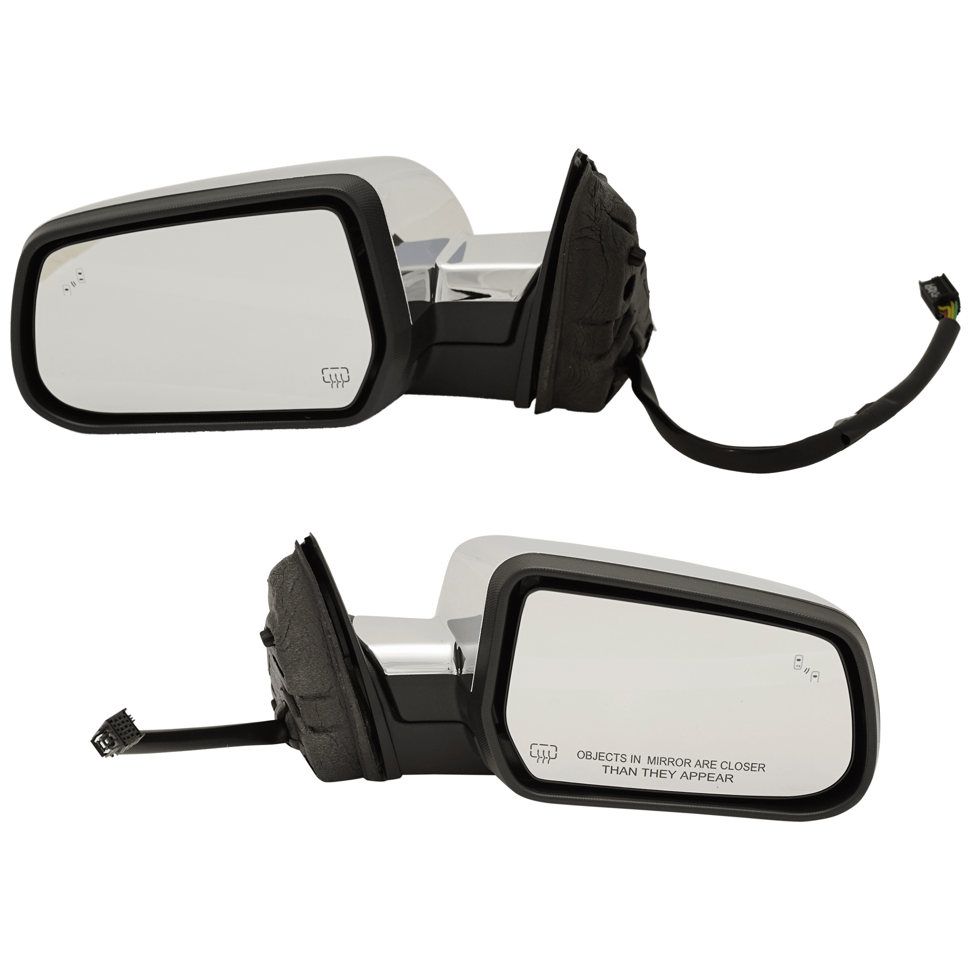 AM EQUINOX 16-17 TERRAIN 15-17 MIRROR RH AND LH Power Manual Folding Heated Chrome w BSD in Glass and Memory No Auto dimming and Signal Light SKU SET JGM190CR Partslink GM1320491 GM1321491 OEM 23219861-23219862