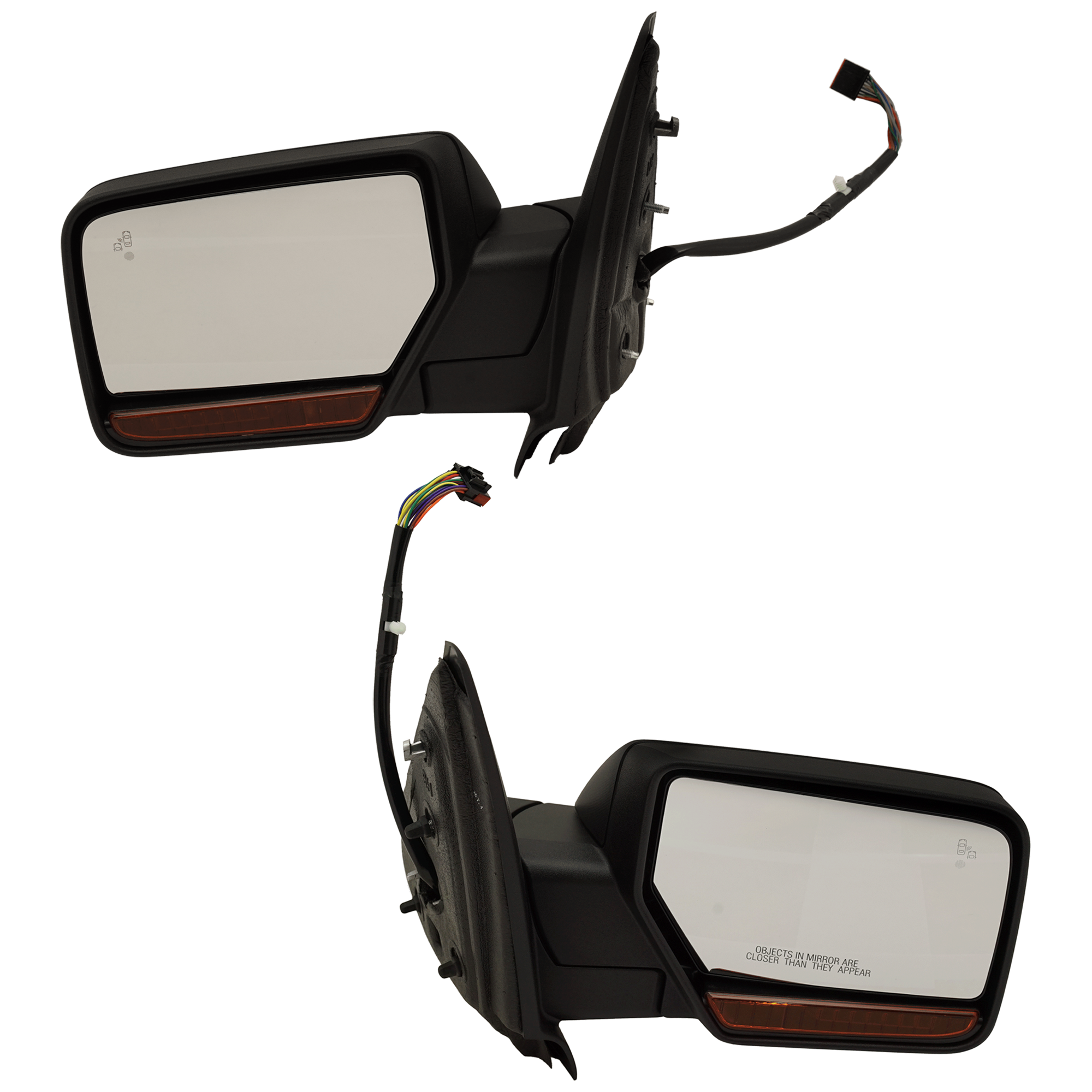 AM EXPEDITION 15-17 MIRROR RH AND LH Power Power Folding Heated No Auto dimming w BSD in Glass In housing Signal Light w memory Non Towing Textured Black SKU SET JGM201ER S Partslink FO1320505 FO1321505 OEM FL1Z17682AA FL1Z17683AA