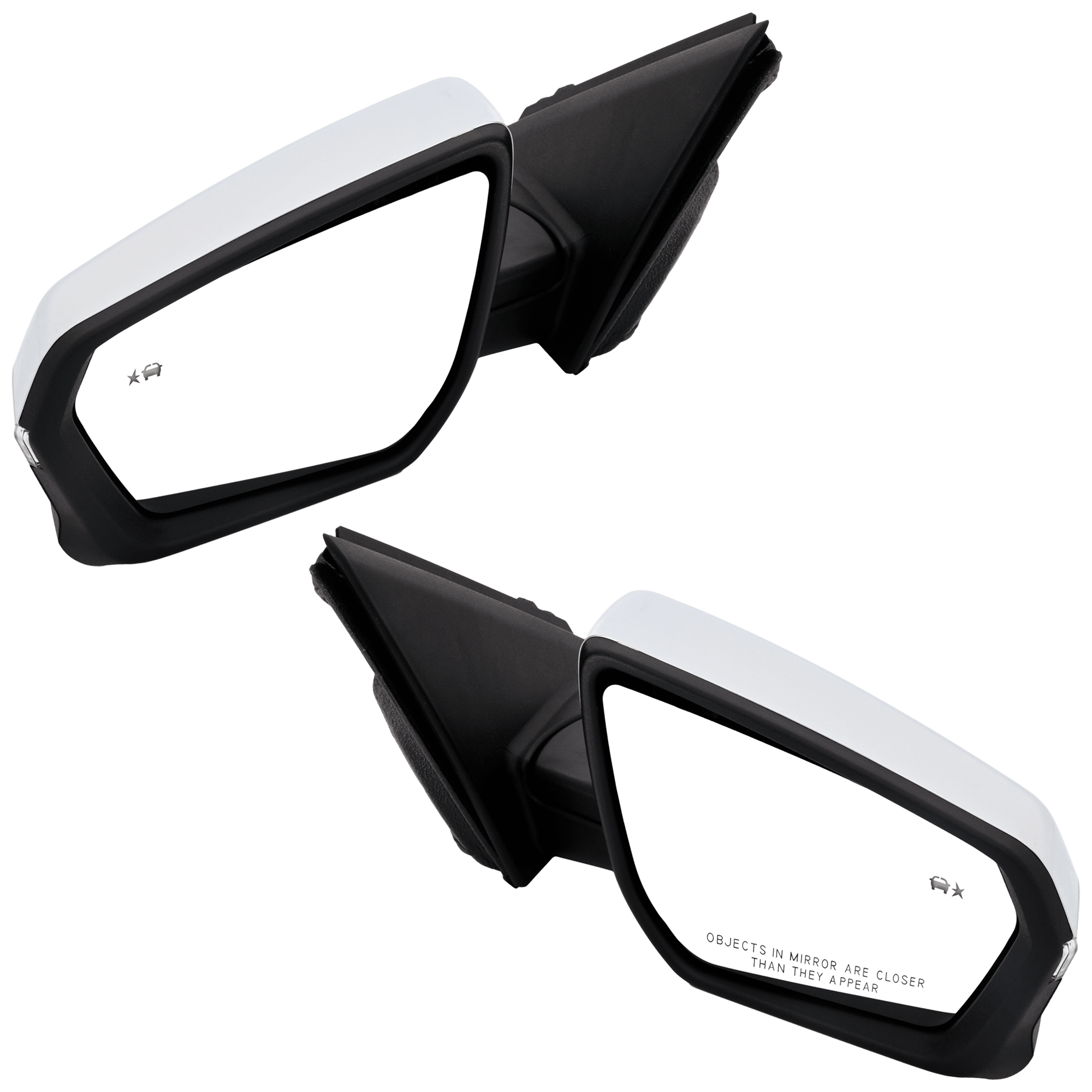 AM TERRAIN 18-22 EQUINOX 19-22 MIRROR RH AND LH Power Manual Folding Heated Chrome w BSG Memory and Signal Light No Auto dimming and Puddle Light HD Surround Vision SKU SET JGM213ER S Partslink GM1320618 GM1321618 OEM 84404677 PFM 84604250