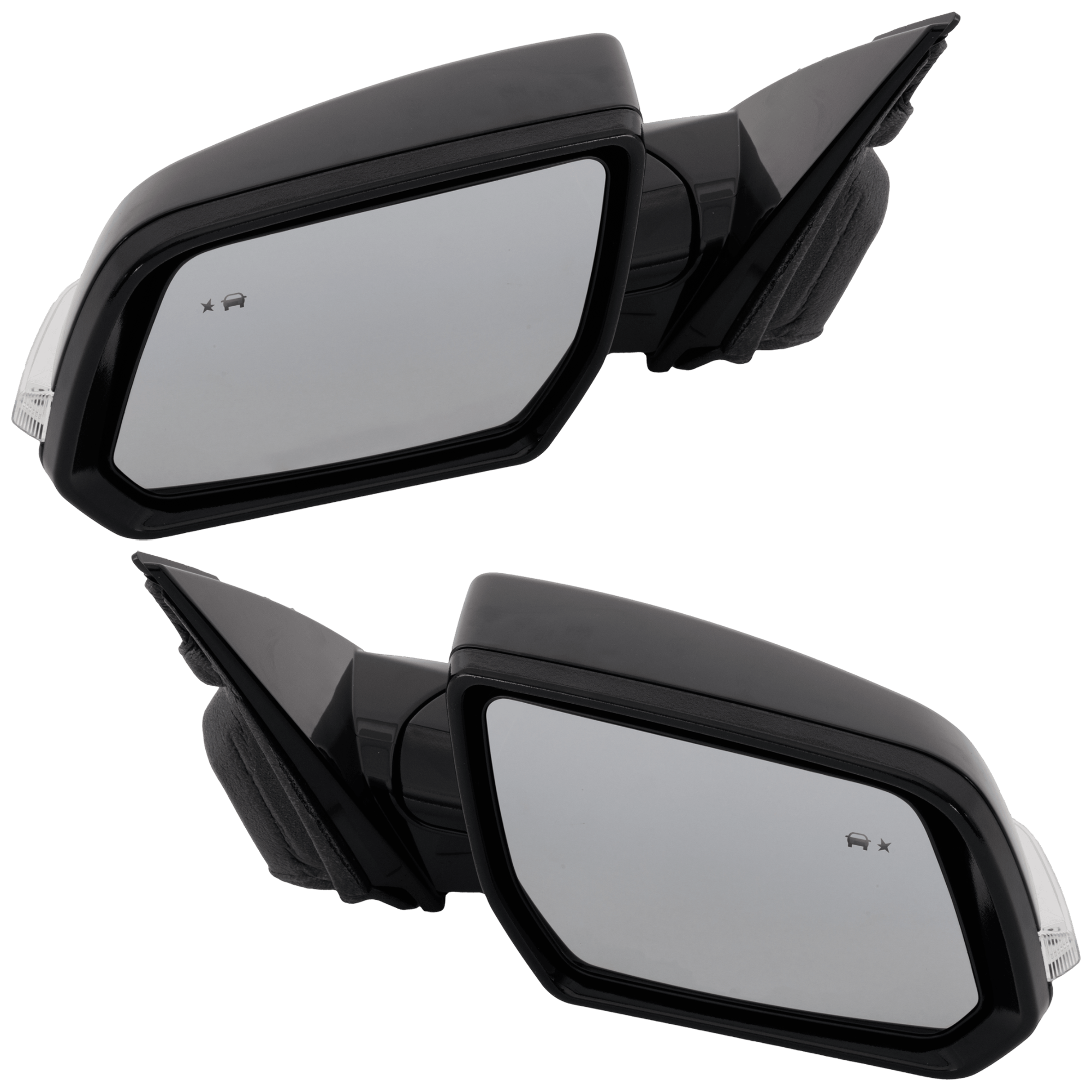 AM TRAVERSE 18-19 MIRROR RH AND LH Power Manual Folding Heated Paintable w Signal Light Blind Spot Detection Lane Change Assist Cover No Auto dimming Memory Puddle Light LT Model SKU SET JGM268ER S Partslink GM1320601 GM1321601 OEM 84498298 PFM 84498306 PFM