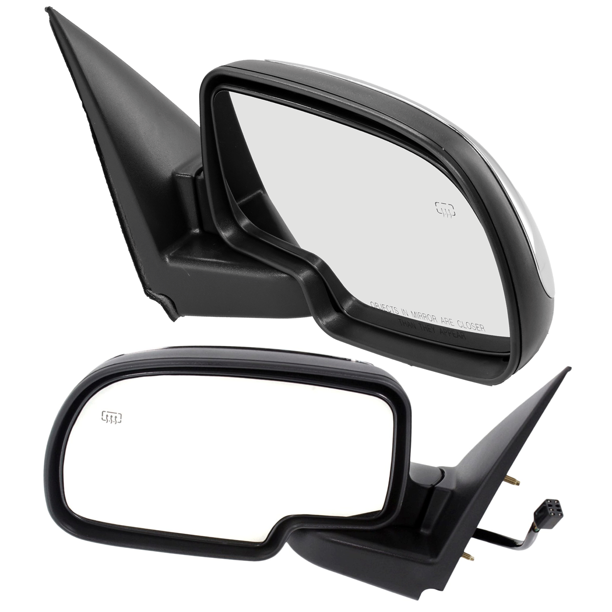 AM SILVERADO SIERRA 99-02 MIRROR RH AND LH Non Towing Power Manual Folding Heated Chrome SKU SET JGM60ER Partslink GM1320173 GM1321173 OEM 15179829-15179830