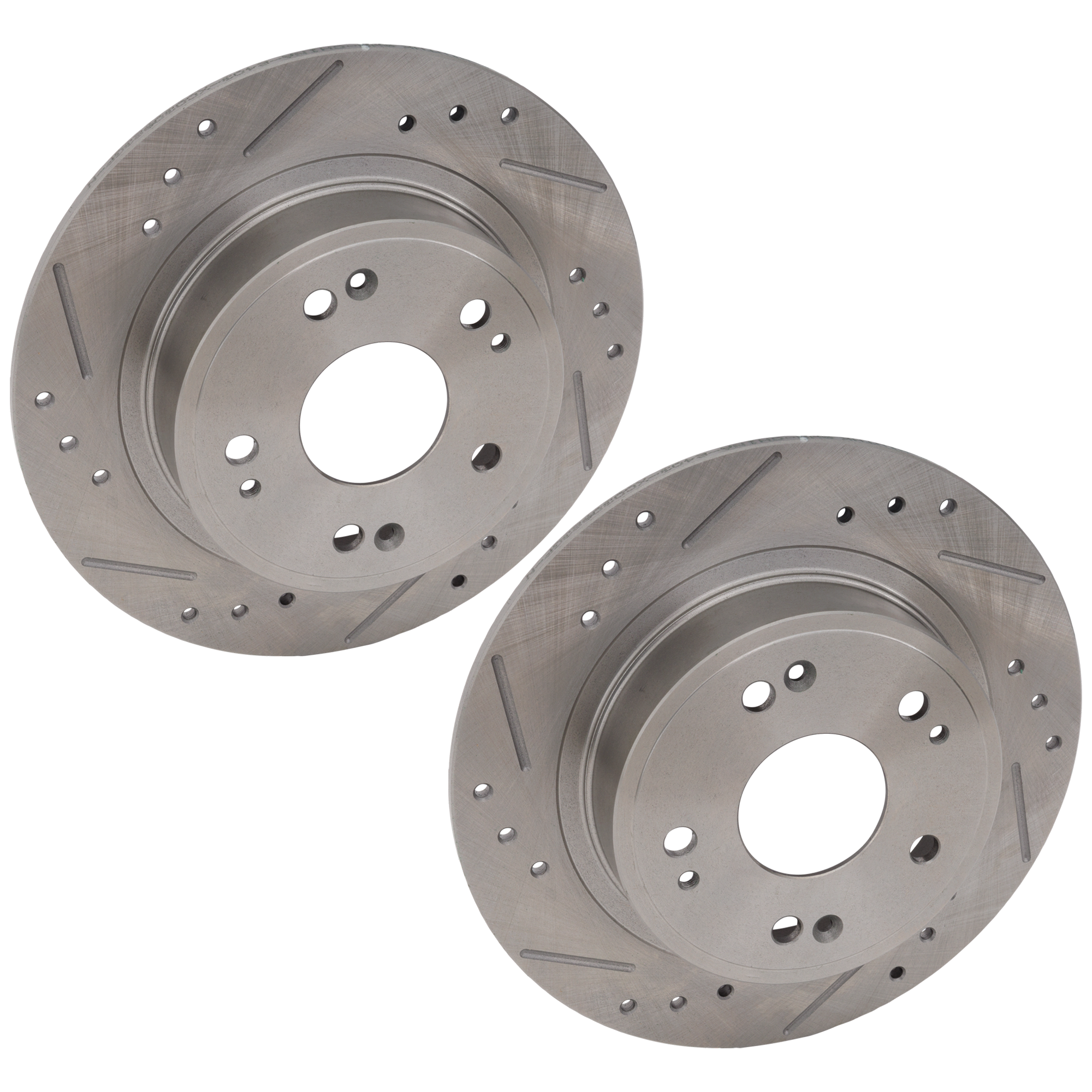 AM TSX 09-14 REAR BRAKE DISC RH AND LH Solid Cross drilled and Slotted 5 Lugs SKU SET JH27110006DRS2 OEM 31479-44594-44763-0833159-0833