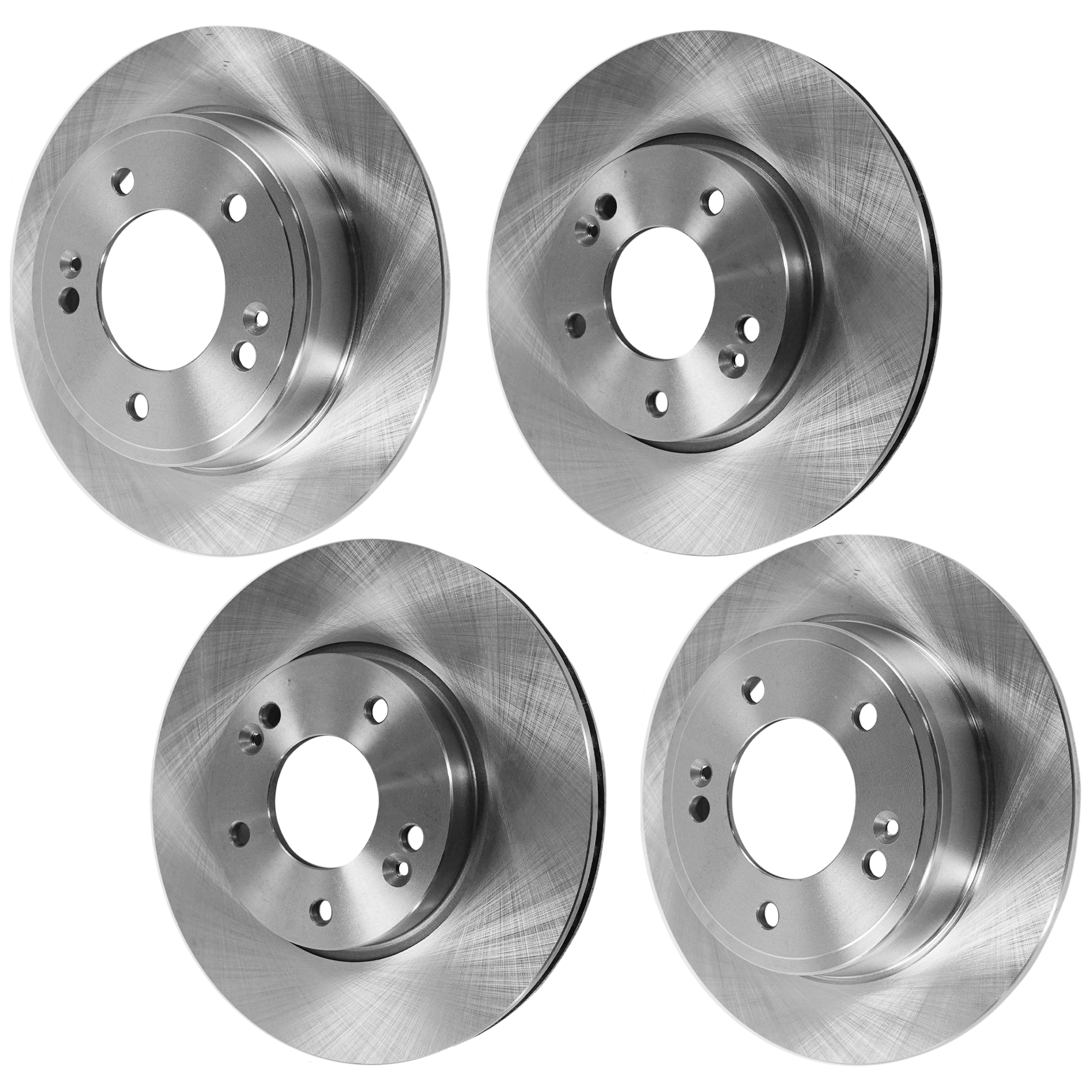 AM ELANTRA 11-20 ELANTRA COUPE 13-14 FRONT AND REAR BRAKE DISC 4 Wheel Set Plain Surface Front Vented Rear Solid 5 Lugs SKU SET JH27110032-4 A OEM 31584-44745-0833519-0833528-85