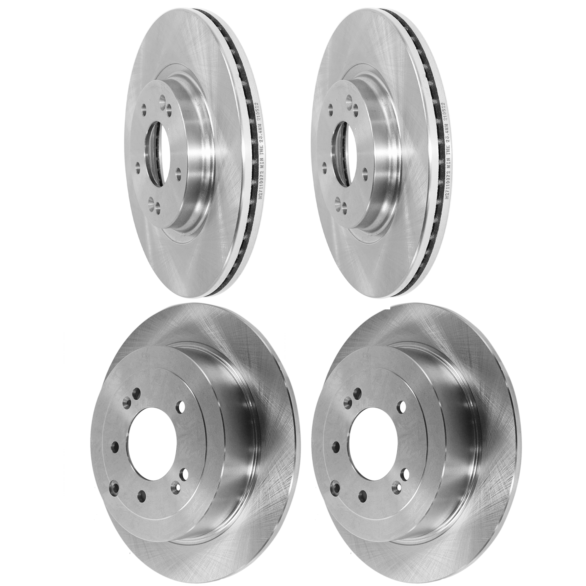 AM SPORTAGE 17-20 TUCSON 16-21 FRONT AND REAR BRAKE DISC RH AND LH 4 Wheel Set Plain Surface Vented Front Solid Rear 5 Lugs SKU SET JH27110072-4 A OEM 44825-850424-12151051-60003052