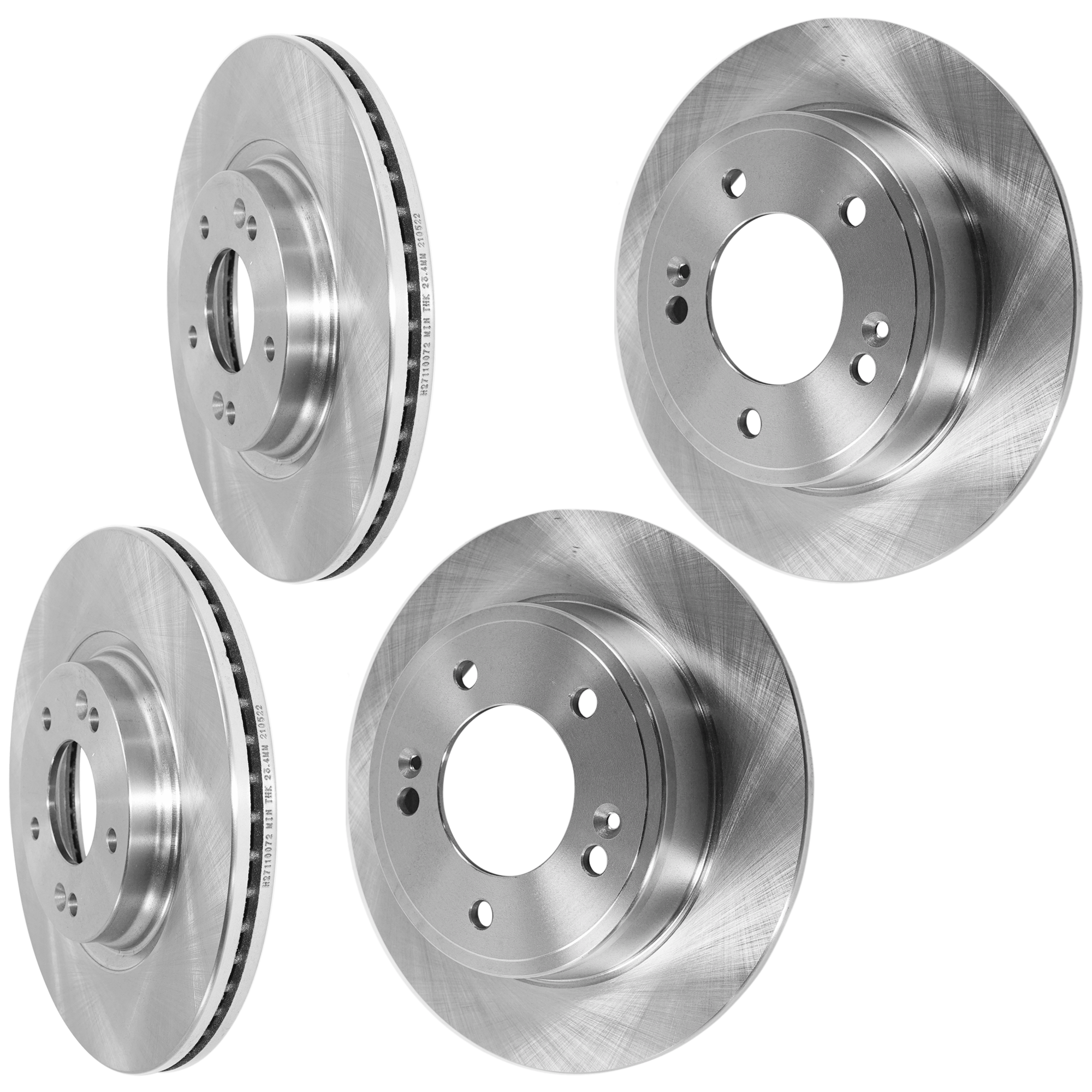 AM ELANTRA 17-20 FORTE 20-22 FRONT AND REAR BRAKE DISC 4 Wheel Set Plain Surface Front Vented Rear Solid 5 Lugs SKU SET JH27110072-4 D OEM 44746-0833529-850287-60003037