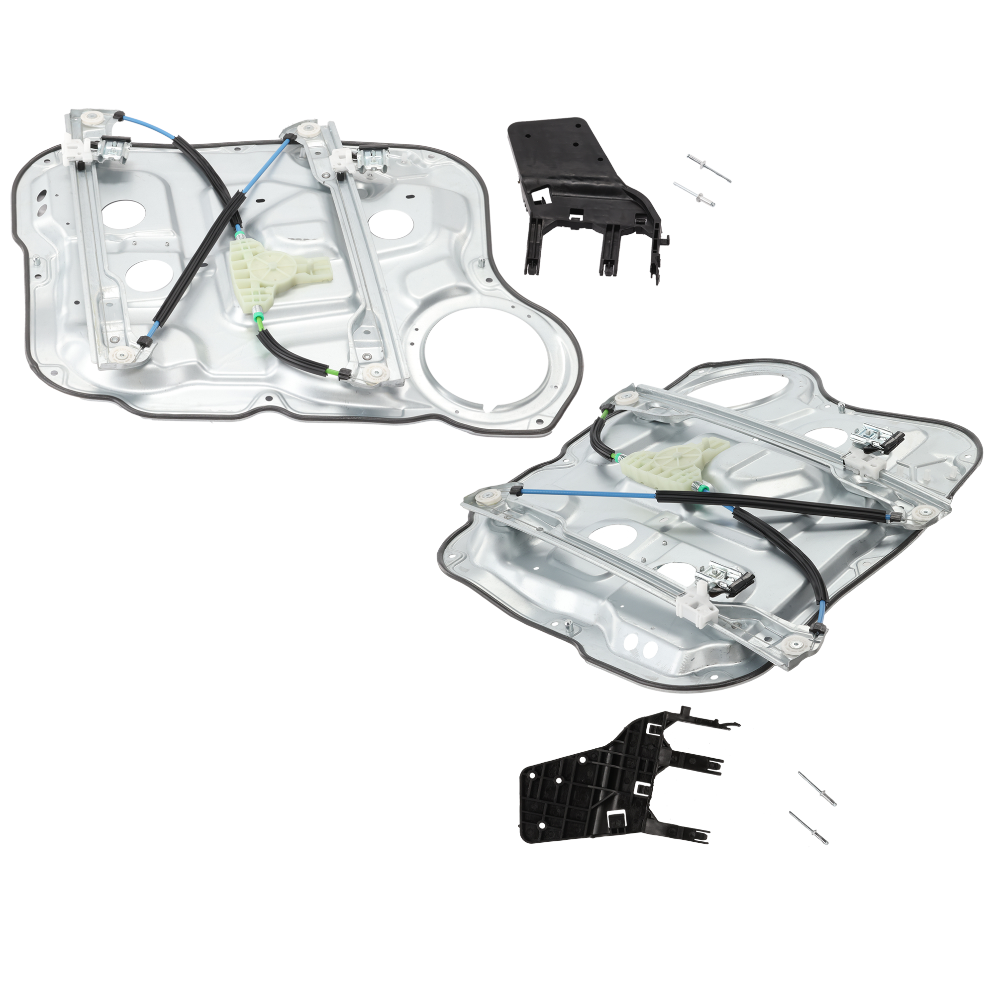 AM SANTA FE 07-09 FRONT WINDOW REGULATOR RH AND LH Carrier Module Power w Motor and Panel 2 Pin SKU SET JH46290001 OEM 824712B000 PFM 824812B000 PFM
