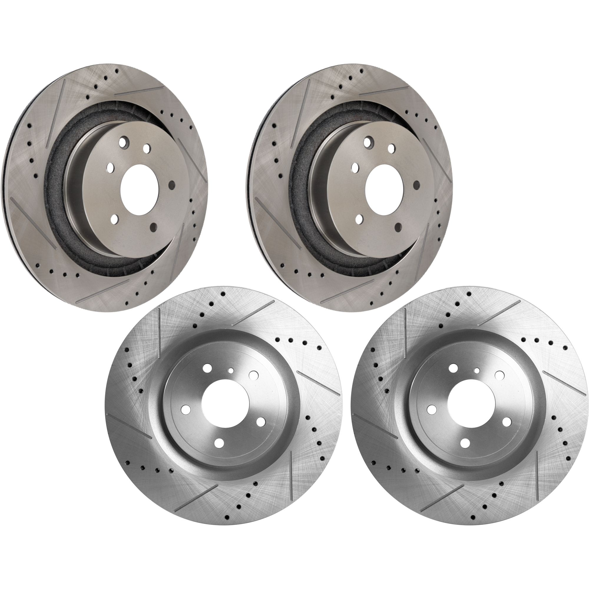 AM G37-08-13-370Z 09-20 FRONT AND REAR BRAKE DISC 4 Wheel Set Cross drilled and Slotted 5 Lugs Cast Iron SKU SET JI27110007DRS4 OEM 31517-44619-850134-900722-6006