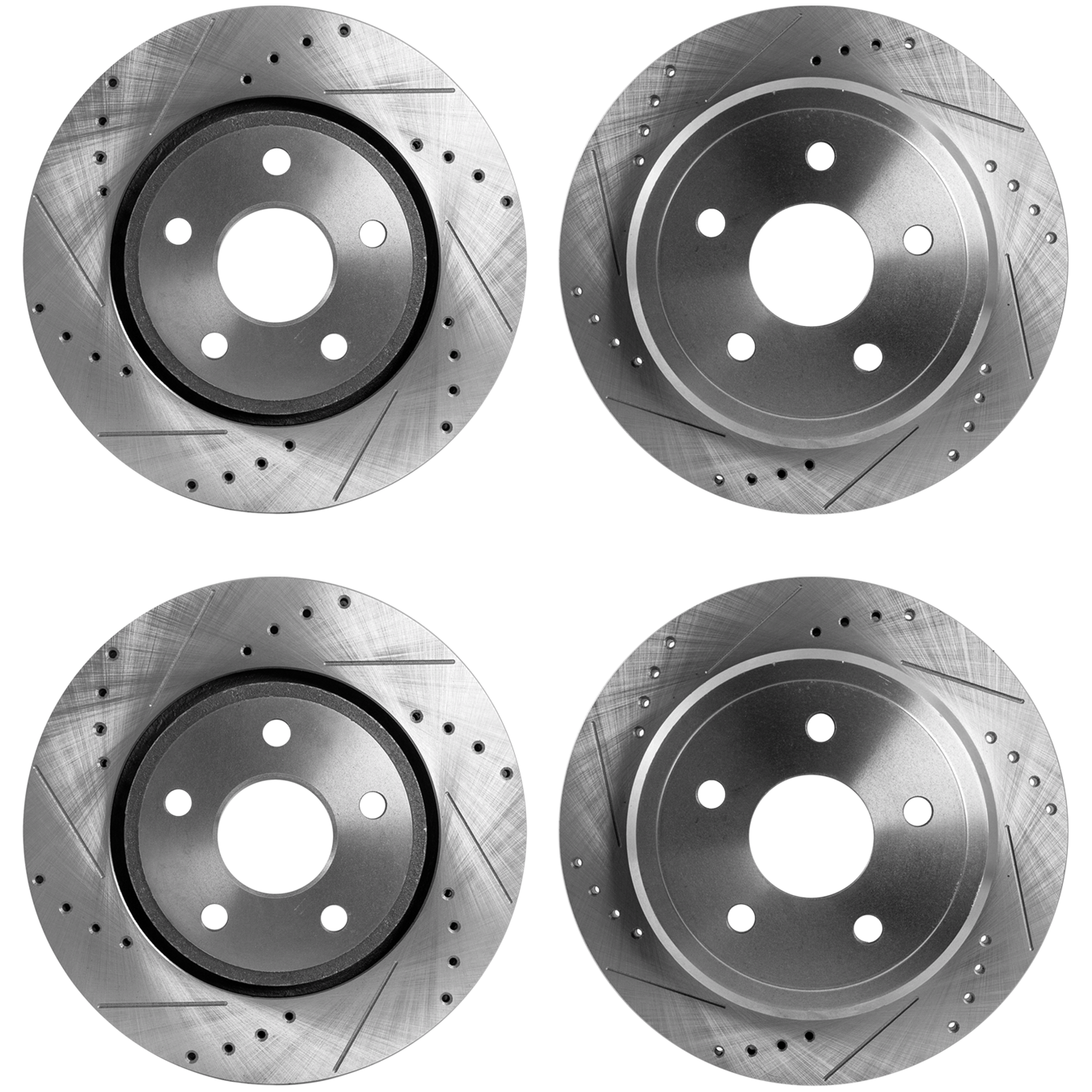 AM COMMANDER 06-10 GRAND CHEROKEE 05-10 FRONT AND REAR BRAKE DISC 4 Wheel Set Cross drilled and Slotted SKU SET JJ27110010DRS4 OEM 43082-53026-780289-48880289-60