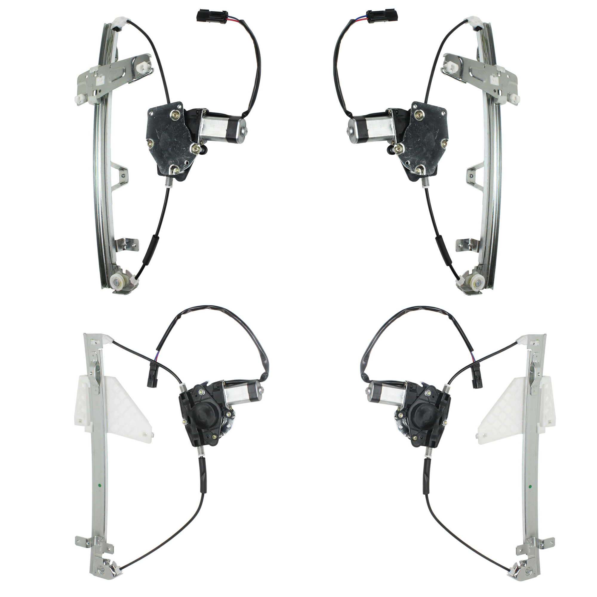 AM GRAND CHEROKEE 01-04 FRONT AND REAR WINDOW REGULATOR RH AND LH Power w Motor SKU SET JJ462907-4 Partslink CH1350122 CH1351122 CH1550102 CH1551102 OEM 55363284AE 55363285AE 55363286