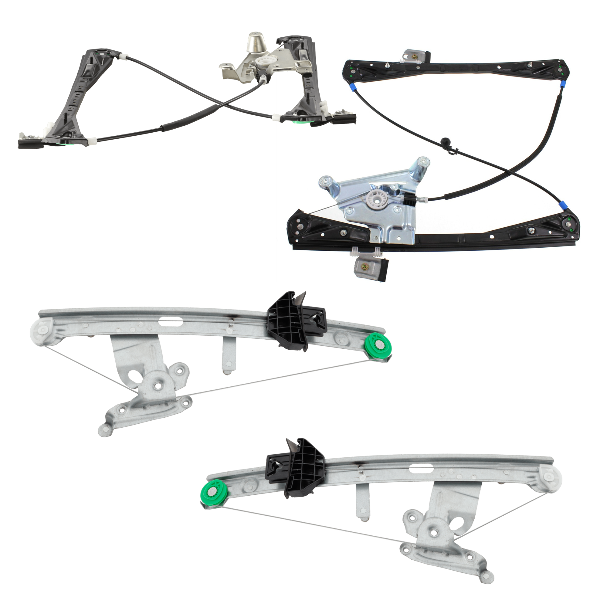 AM S TYPE 02-08 FRONT AND REAR WINDOW REGULATOR RH AND LH Power w o Motor From VIN M45255 SKU SET JJ491717-4 OEM XR848093 XR848094 XR848095 XR8