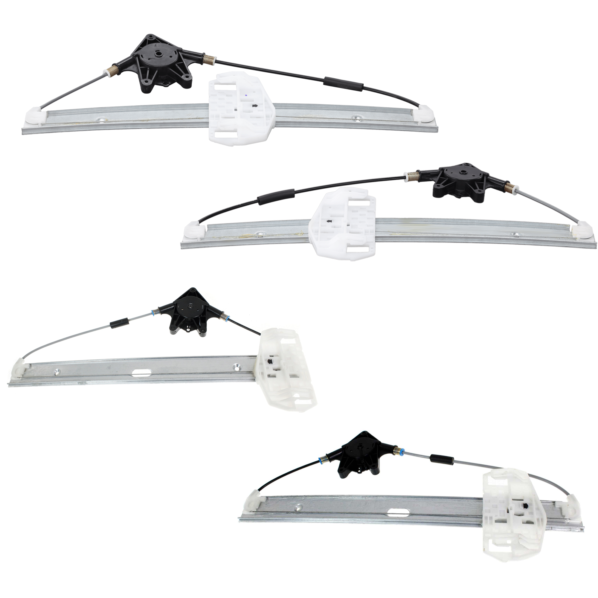 AM WRANGLER JK 07-18 FRONT AND REAR WINDOW REGULATOR RH AND LH Power w o Motor Full Door Type SKU SET JJ491735-4 Partslink CH1350162 CH1351162 CH1550109 CH1551109 OEM 68014948AA 68014949AA 68014950