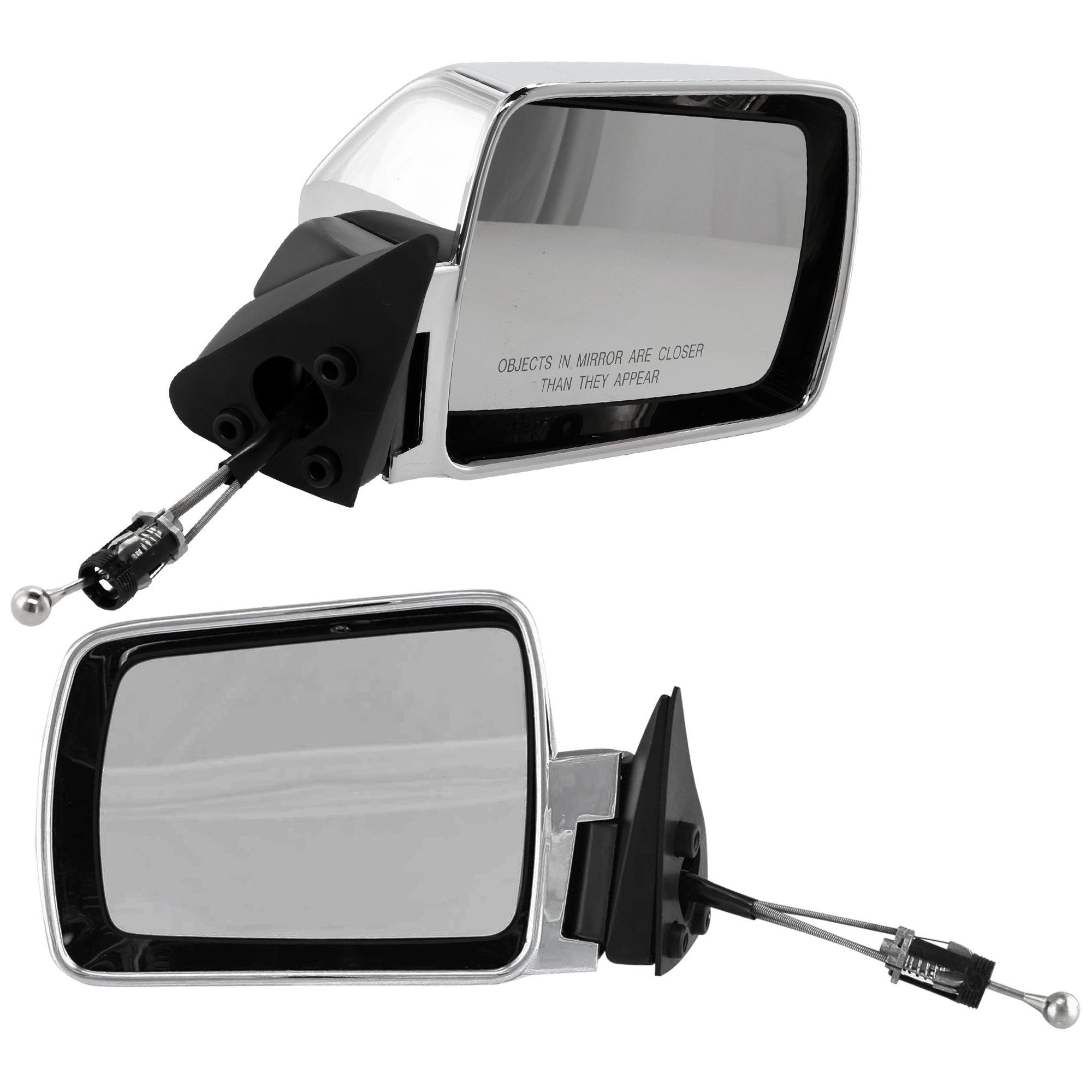 AM CHEROKEE 84-96 MIRROR RH AND LH Manual Adjust Non Folding Non Heated Chrome No Auto dimming BSD Memory and Signal Light SKU SET JJP15CR Partslink CH1320156 CH1321156 OEM 55034120-55034121