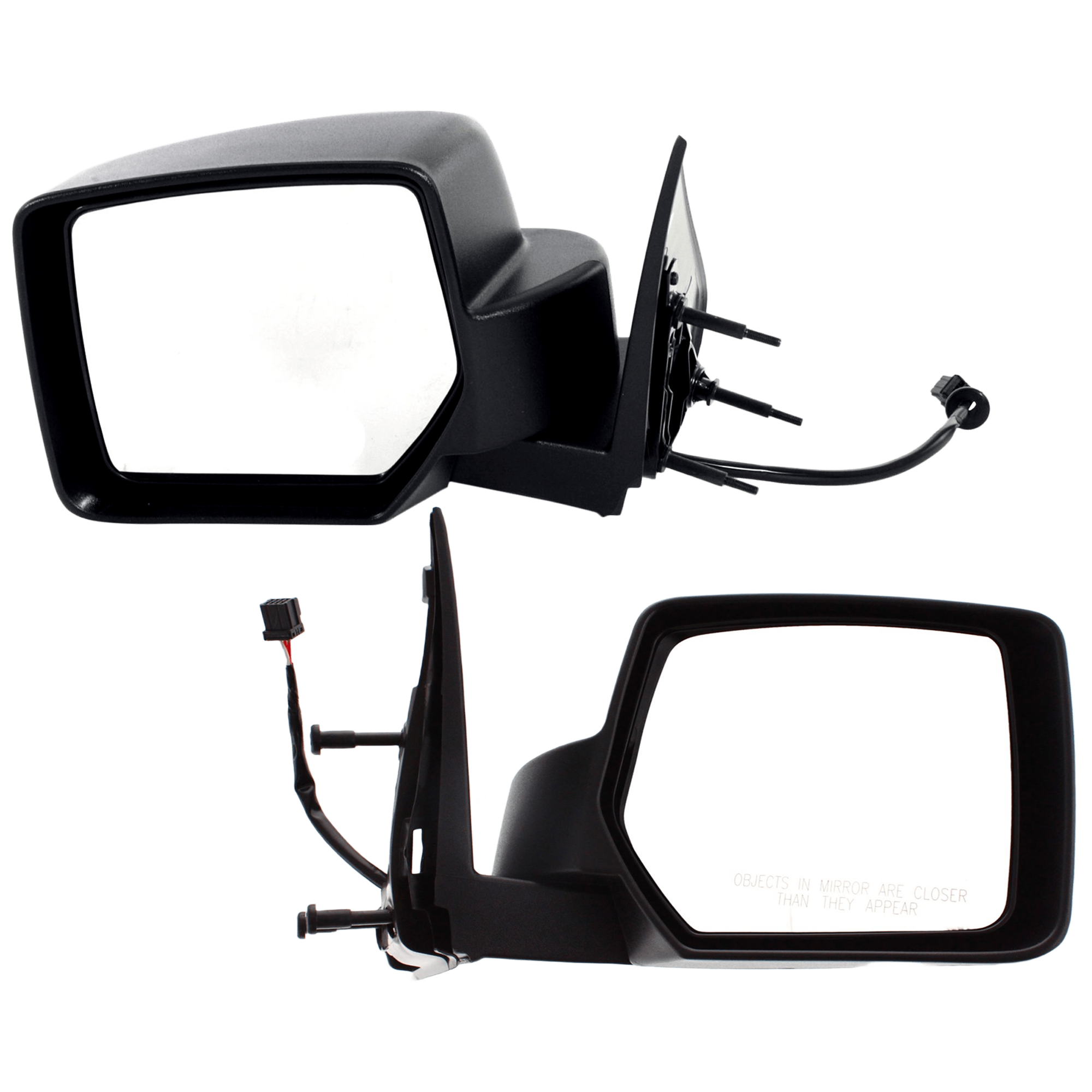 AM LIBERTY 08-12 MIRROR RH AND LH Power Manual Folding Non Heated Textured No Memory and Prong Connector w 8 Hole 3 Pin Plug SKU SET JJP36ER Partslink CH1320279 CH1321279 OEM 57010076AF 57010077AF