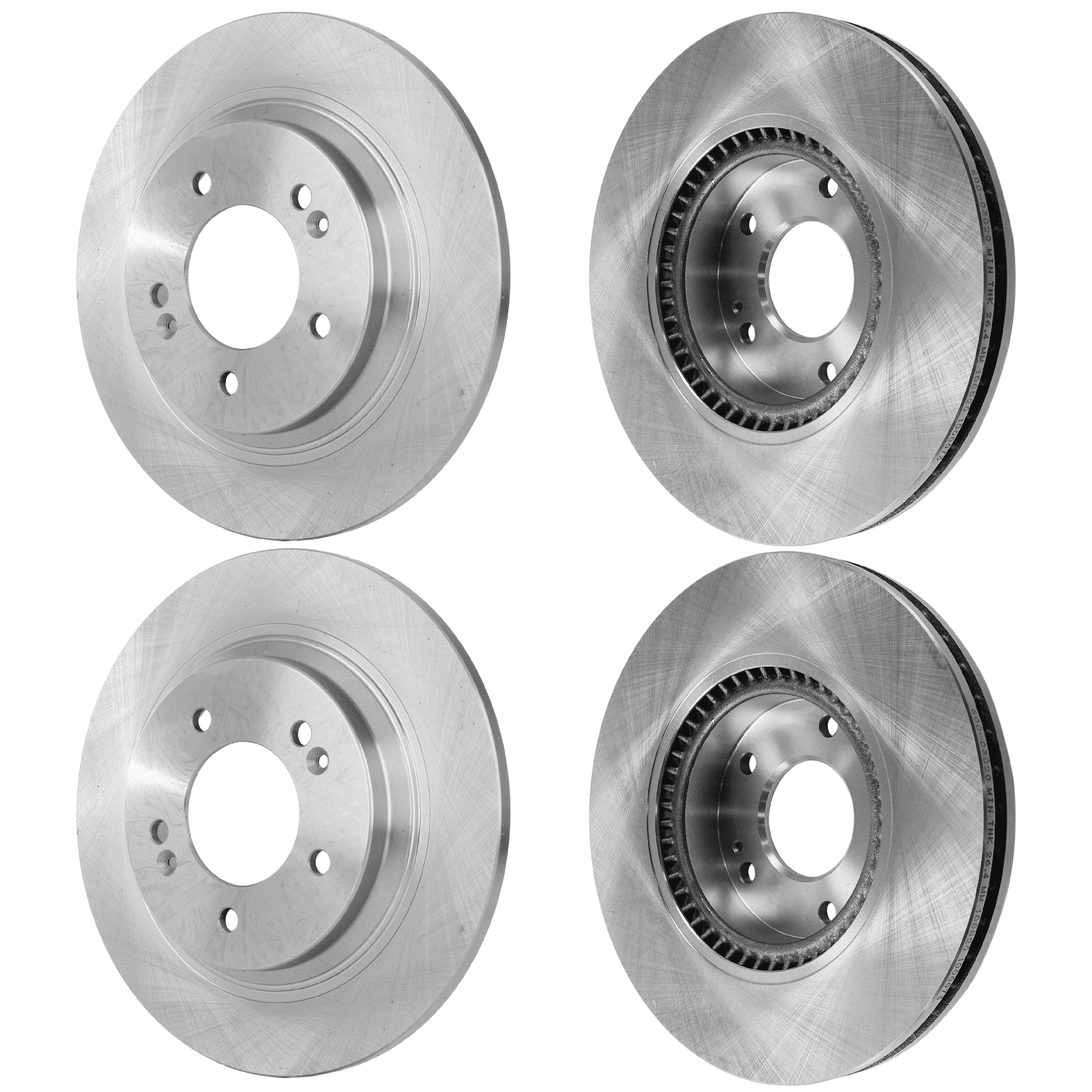 AM OPTIMA 13-15 FRONT AND REAR BRAKE DISC RH AND LH Plain Surface Front Vented Rear Solid 5 Lugs SKU SET JK27110020-4 C OEM 44766-850354-60021014-901430G