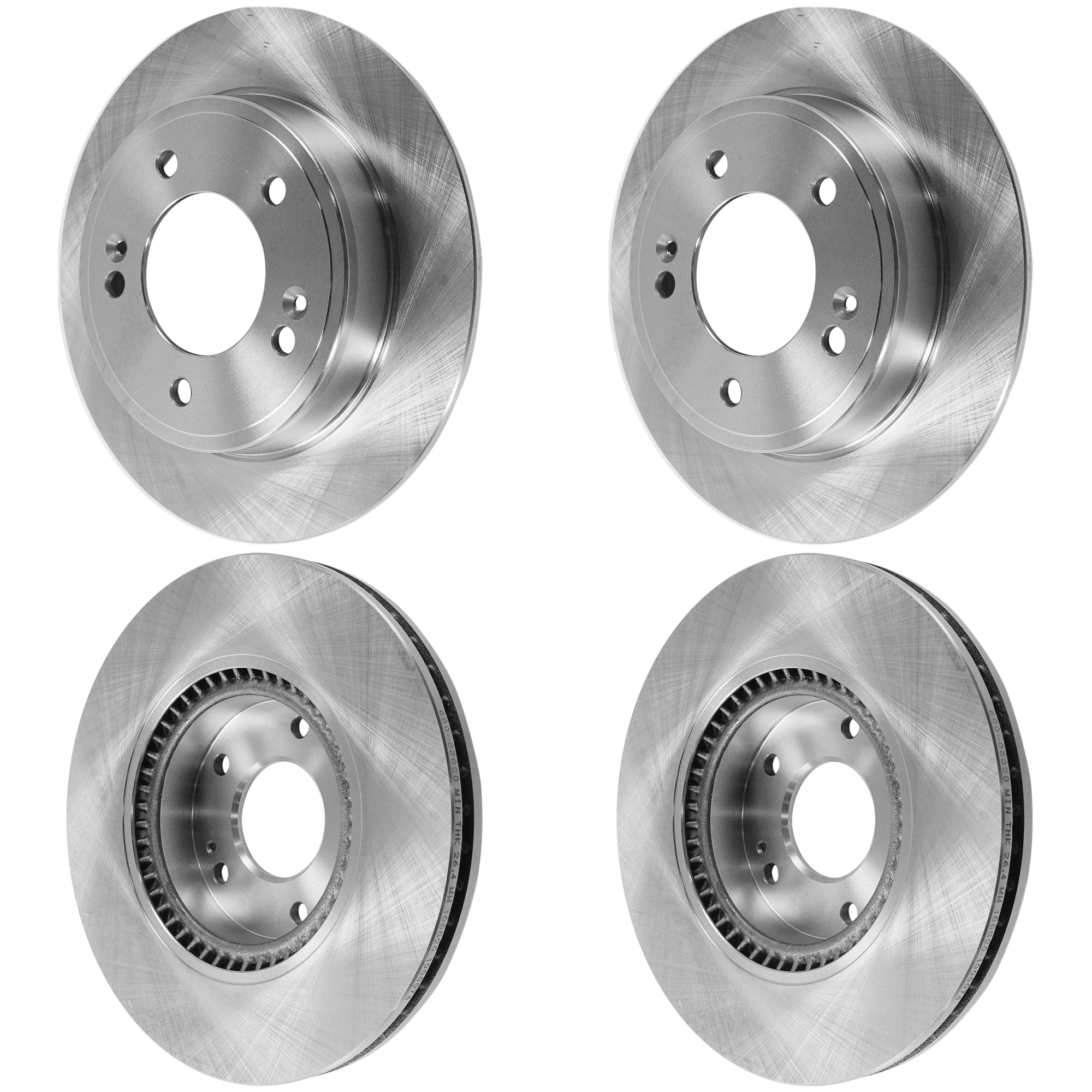 AM VELOSTER 13-17 FORTE5-14-18 FRONT AND REAR BRAKE DISC 4 Wheel Set Plain Surface Front Vented Rear Solid 5 Lugs SKU SET JK27110020-4 E OEM 44746-0833529-850287-60003037