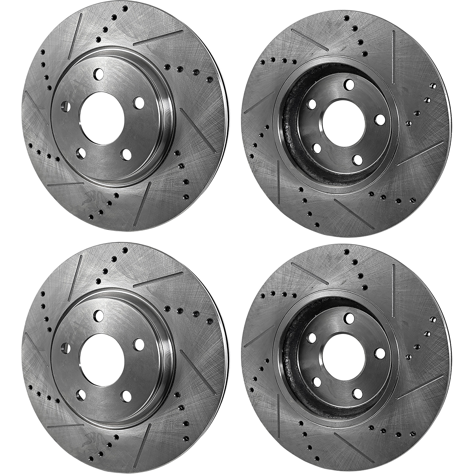 AM FORTE FORTE KOUP FORTE5-14-16 VELOSTER 13-17 FRONT AND REAR BRAKE DISC RH AND LH 4 Wheel Set Cross drilled and Slotted SKU SET JK27110020DRS4 OEM 31427-60289-145832-0833006-900