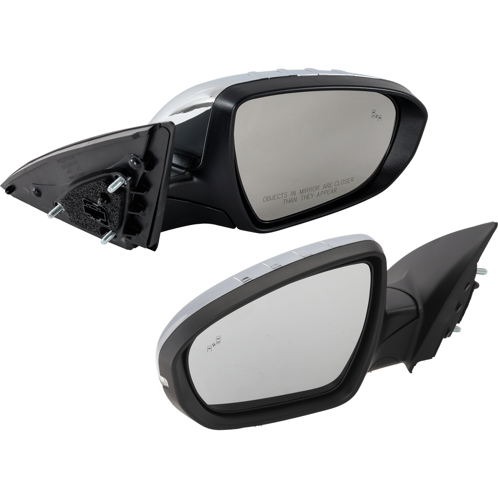 AM OPTIMA 14-15 MIRROR RH AND LH Power Power Folding Heated Chrome w BSD and Signal Light Exc. Hybrid Model USA Built Vehicle SKU SET JKI20CR S Partslink KI1320230 KI1321230 OEM 876104C550-876204C550