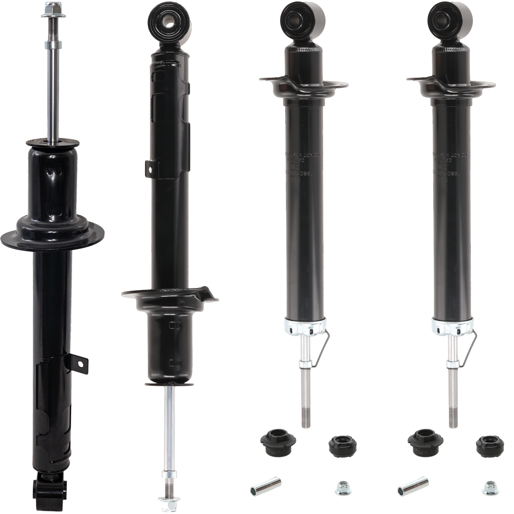 AM IS250 IS350-06-13 FRONT AND REAR BARE STRUT RH AND LH Gas Charged Set of 4 SKU SET JL280515-4 OEM 4851080257-4851080539-48520592