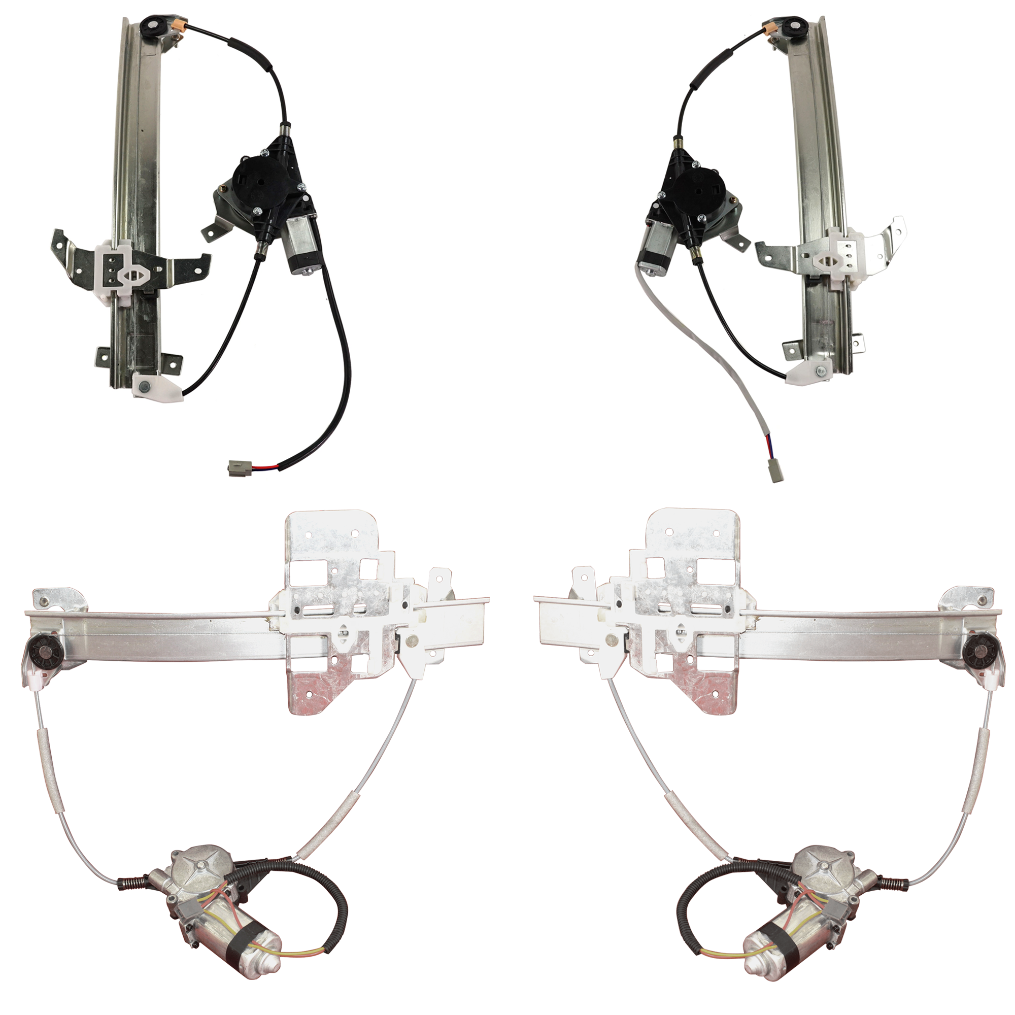 AM TOWN CAR 95-97 FRONT AND REAR WINDOW REGULATOR RH AND LH Power w Motor SKU SET JL462913-4 Partslink FO1350124 FO1351124 FO1551107 OEM 1W7Z5423394AA F2VY5423394B F3V
