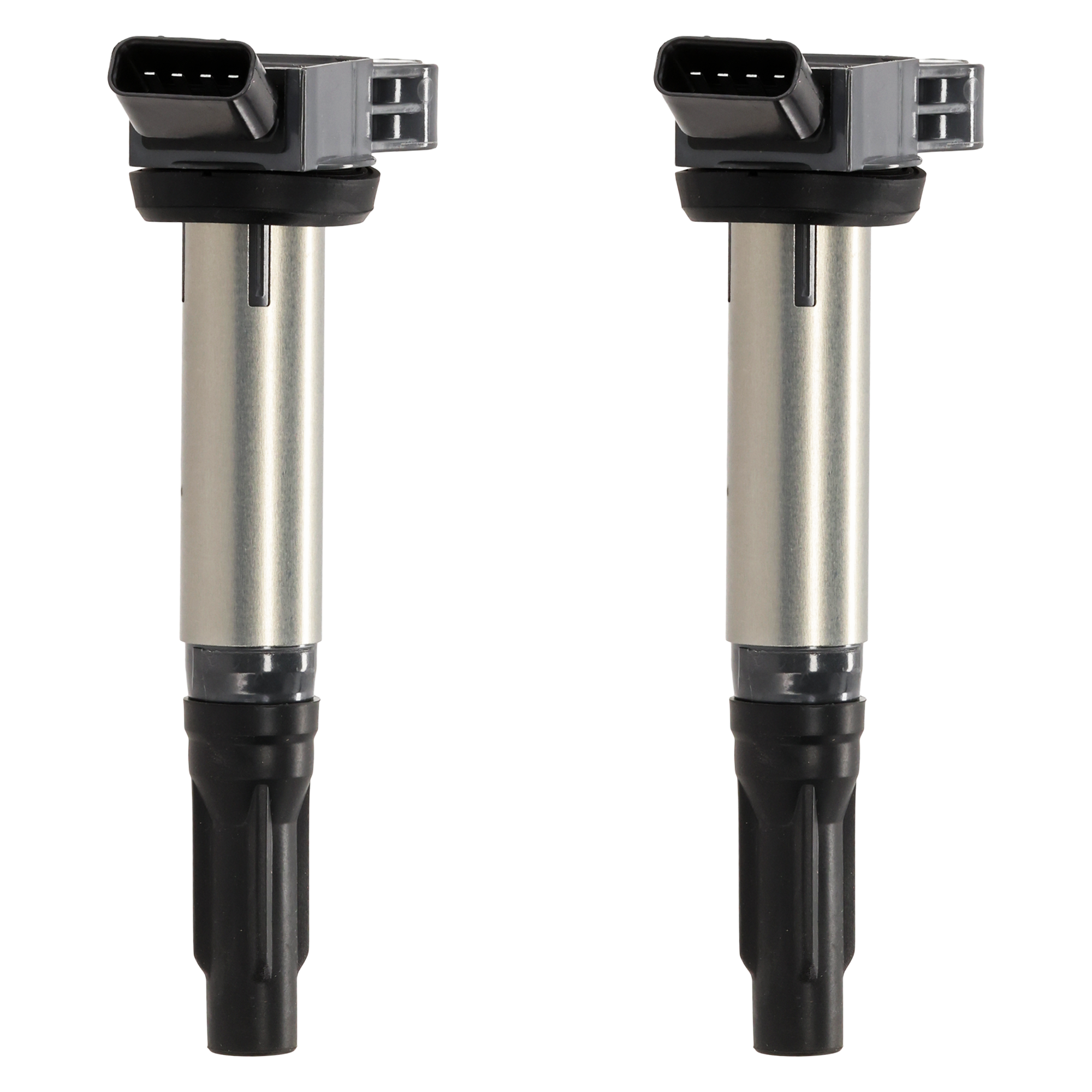 AM 4RUNNER 10-22 AVALON 05-18 IGNITION COIL 12V 4 Prong Male Terminal Blade Type Black and Chrome Coil on Plug Set of 2 SKU SET JL504609-2 OEM 5052-48726-50099-230480-23