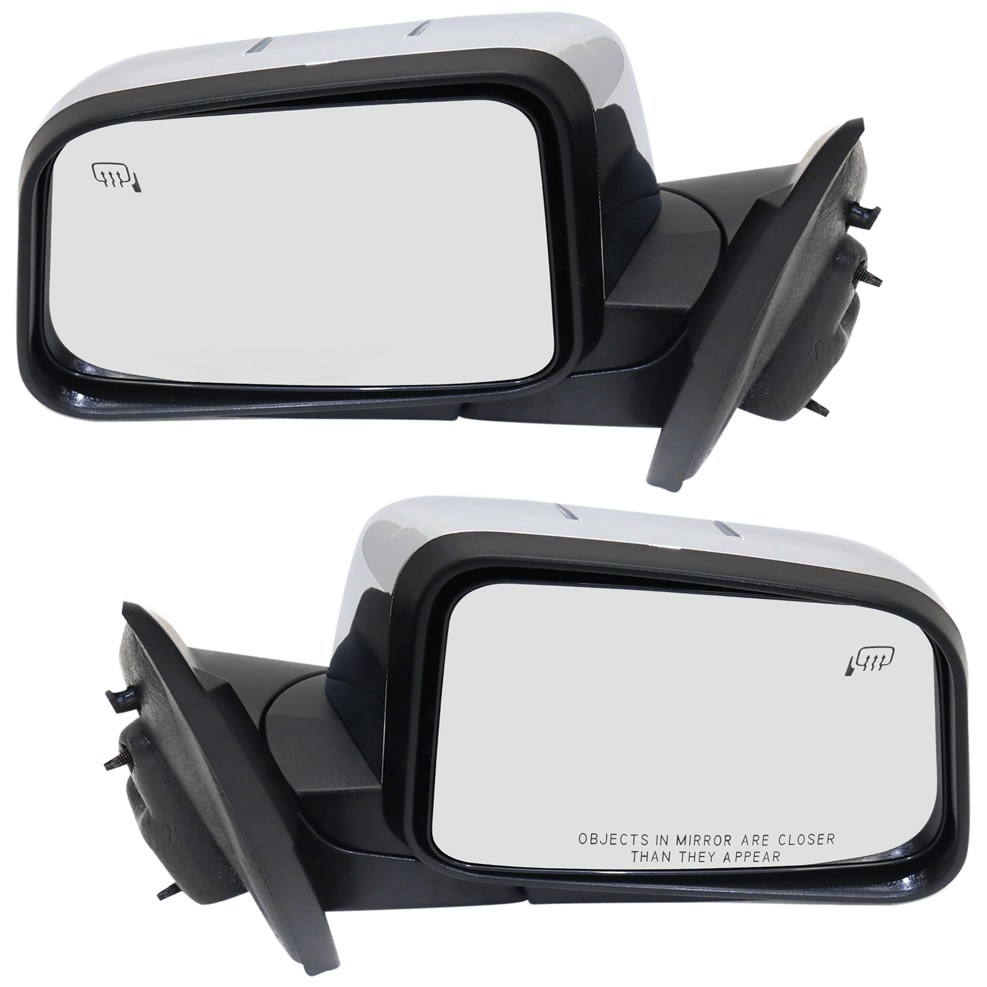 AM MKX 07-07 MIRROR RH AND LH Power Manual Folding Heated Chrome w Puddle Light No Memory SKU SET JLN23CR Partslink FO1320475 FO1321475 OEM 7A1Z17682AB 7A1Z17683AB