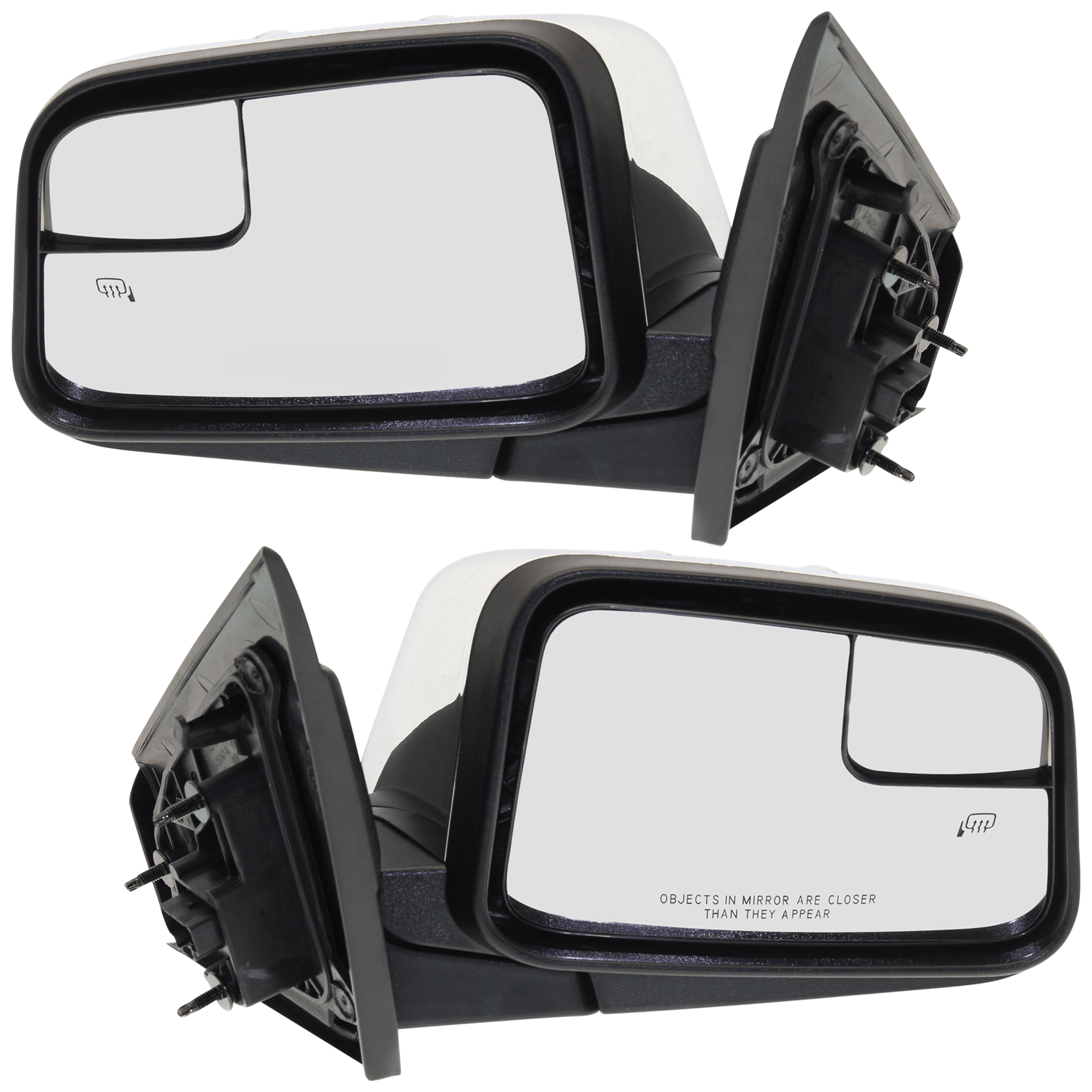 AM MKX 10-10 MIRROR RH AND LH Power Manual Folding Heated Chrome w Blind Spot Glass and Puddle Light No Memory SKU SET JLN25CR Partslink FO1320471 FO1321471 OEM AA1Z17682BA AA1Z17683BA