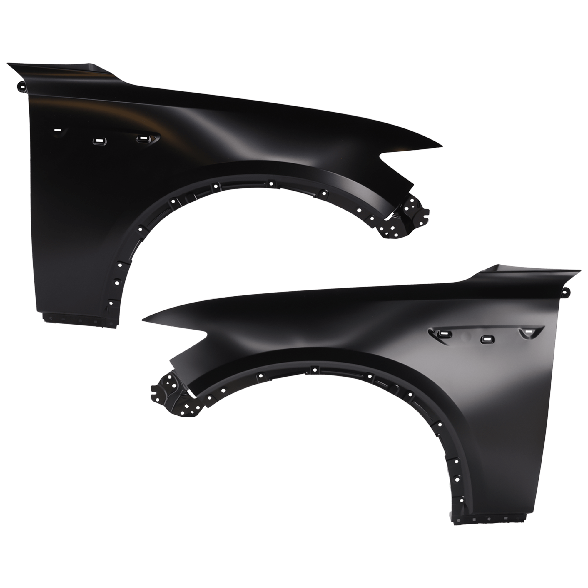 AM CX 90-24-25 FRONT FENDER RH AND LH Black Steel SKU SET JM22010001 Partslink MA1240188 MA1241188 OEM KMV652110B KMV652210B