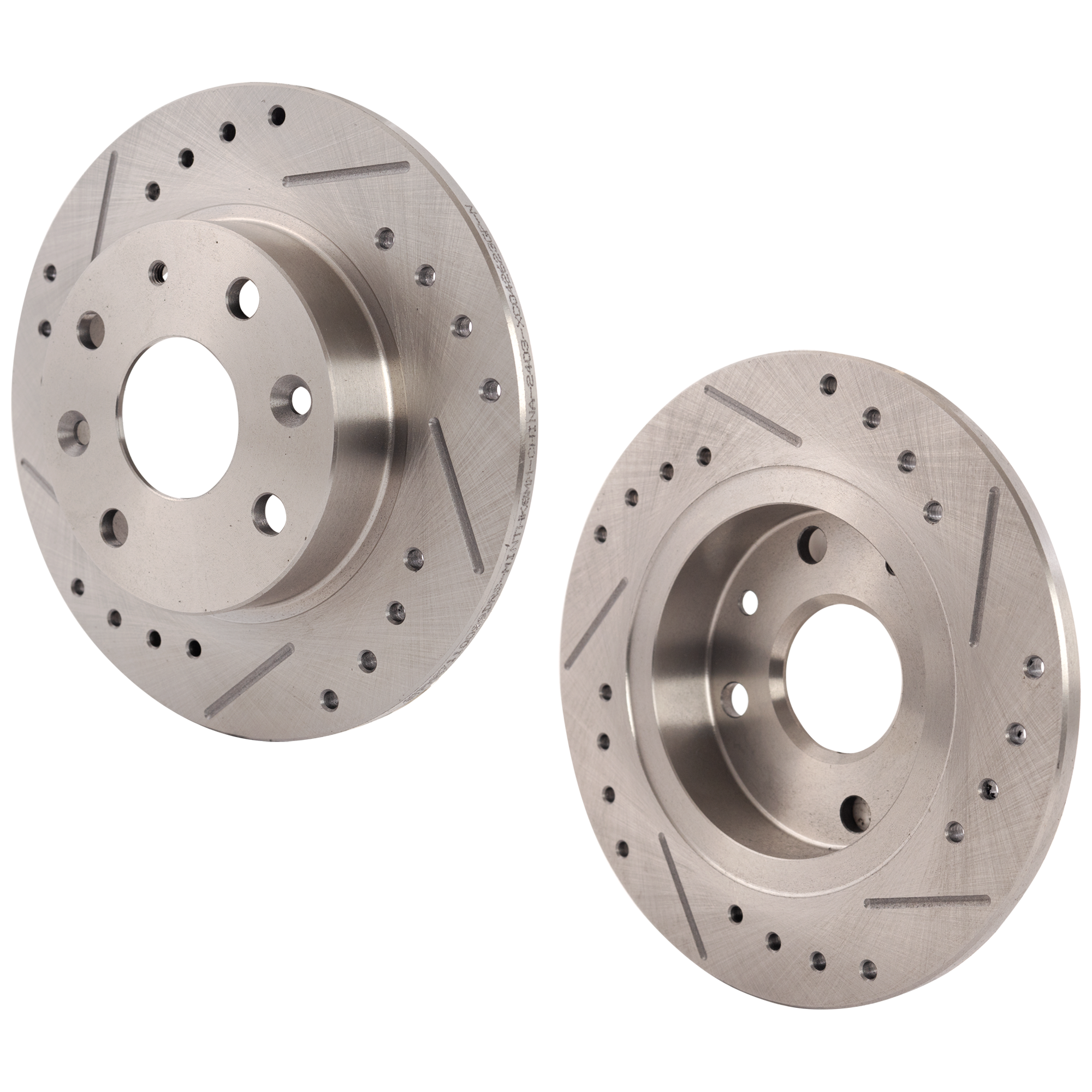 AM MIATA 90-93 REAR BRAKE DISC RH AND LH Cross drilled and Slotted SKU SET JM27110089DRS2 OEM 1051-25208-31100-86214-96214-1